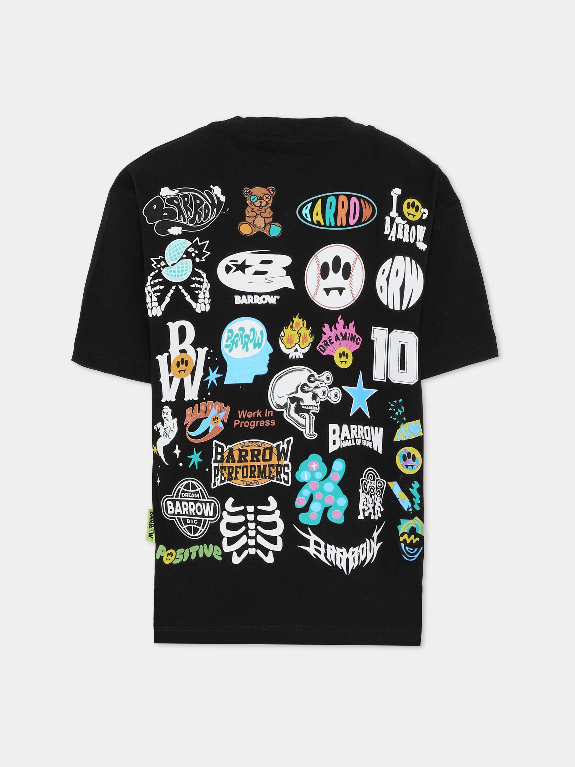 T-shirt nera per bambino con logo,Barrow,F5BKJUTH123 110