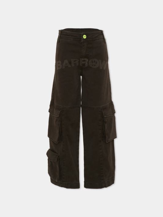 Pantaloni marroni per bambino con logo,Barrow,F5BKJUPA061 308