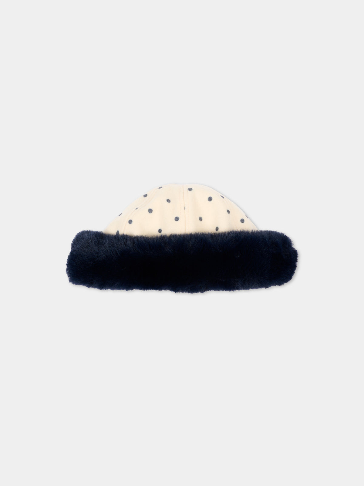 Ivory hat for Girl with polka dots