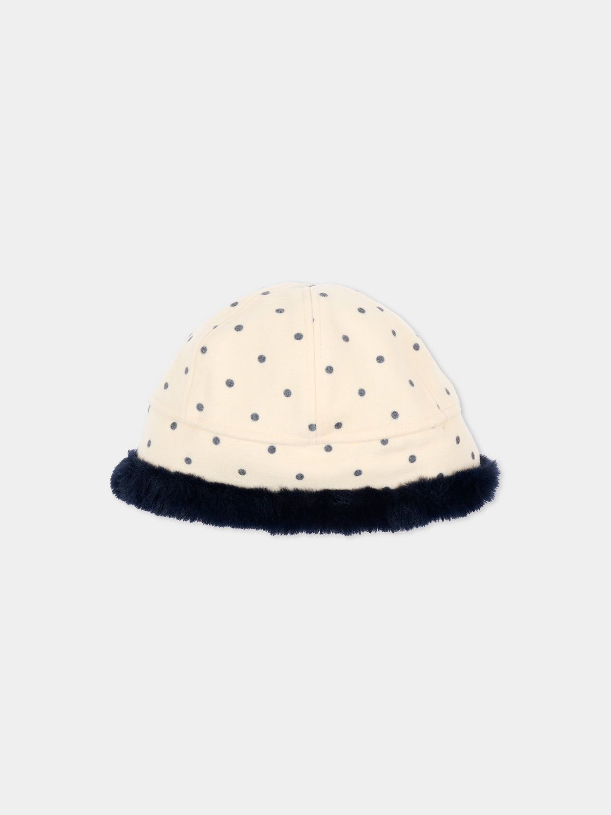 Ivory hat for Girl with polka dots