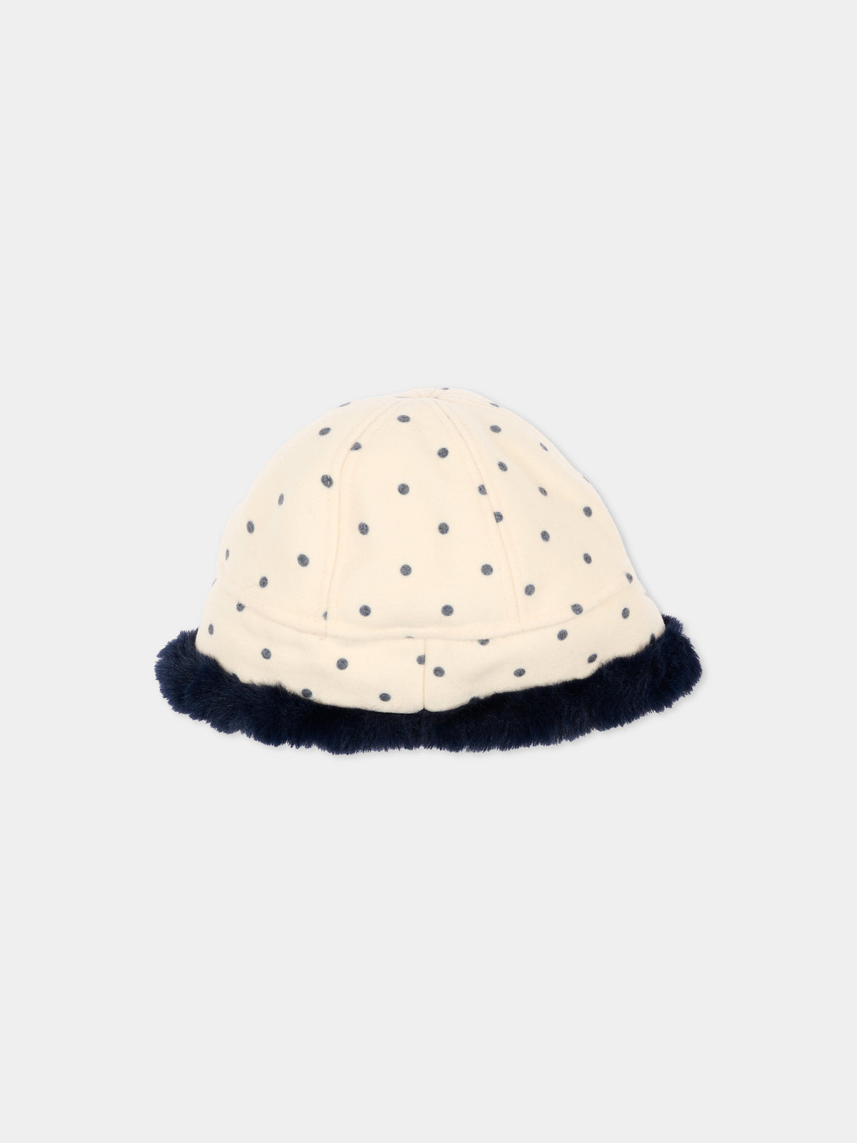 Ivory hat for Girl with polka dots