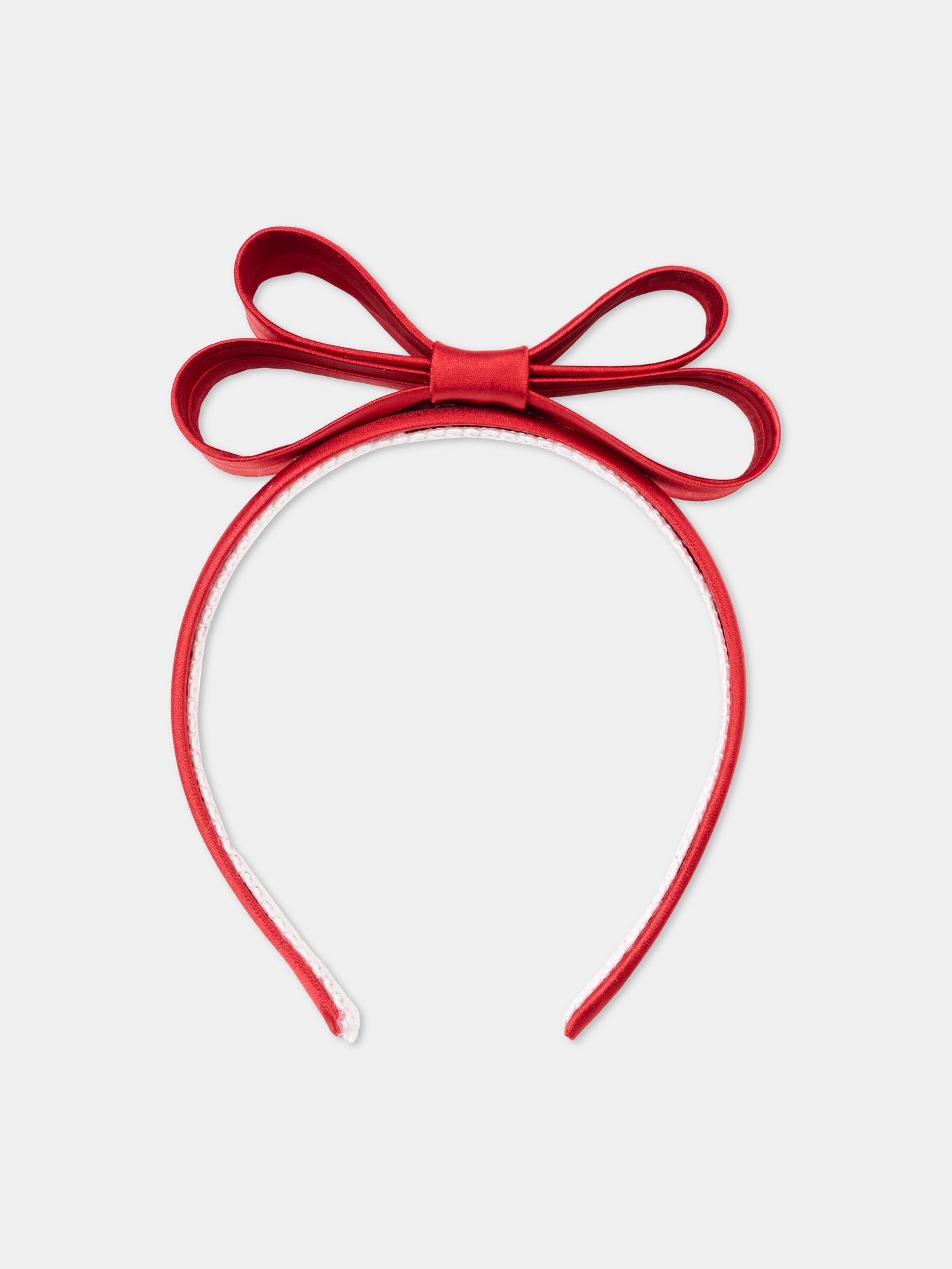 Cerchietto Minnù rosso per bambina con fiocco mikado,Nennè Studio,MINNU ROSSO