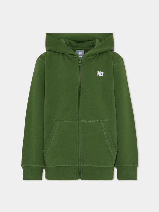 Felpa verde per bambini con logo,New Balance,LAKB0057 DAE