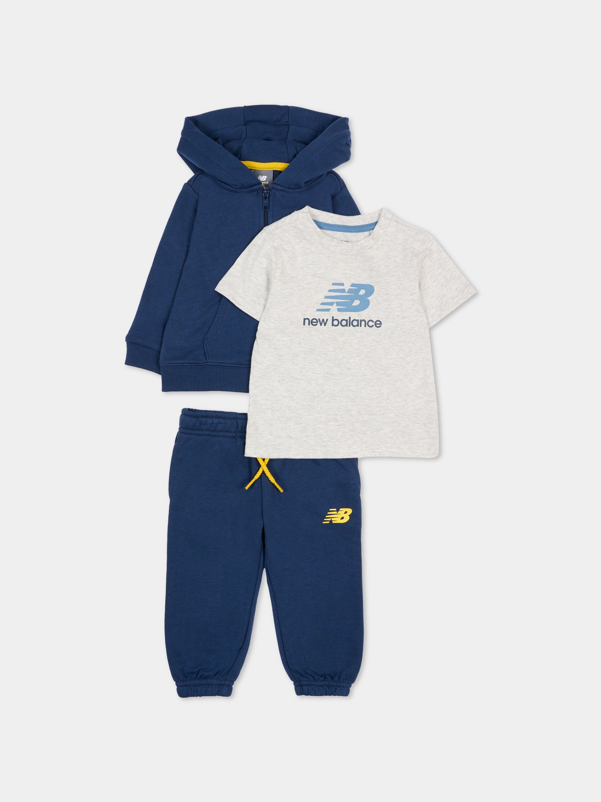Completo blu per neonato con logo giallo,New Balance,LAKB0308I NNY