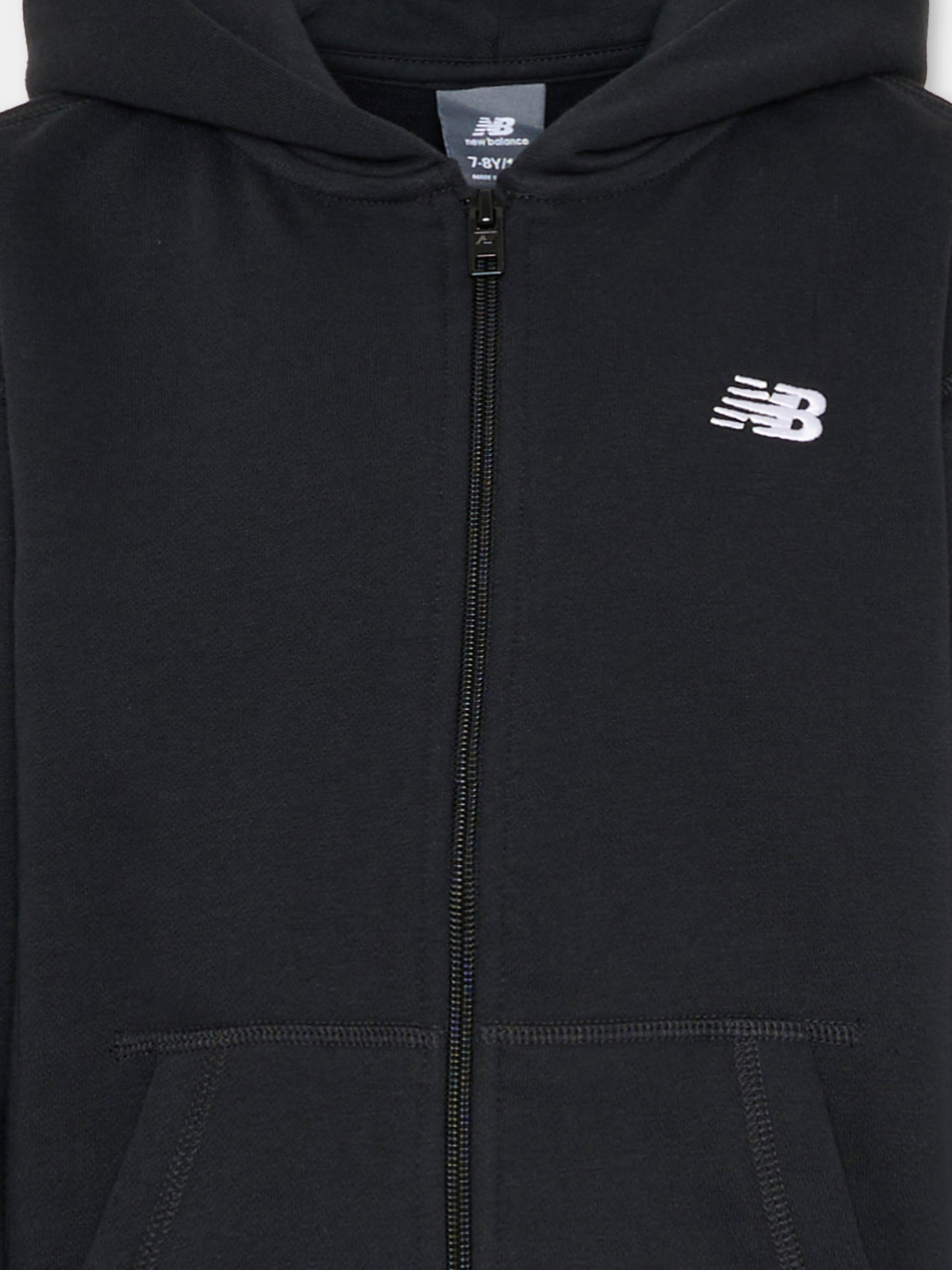 Felpa nera per bambini con logo,New Balance,LAKG0057 BK