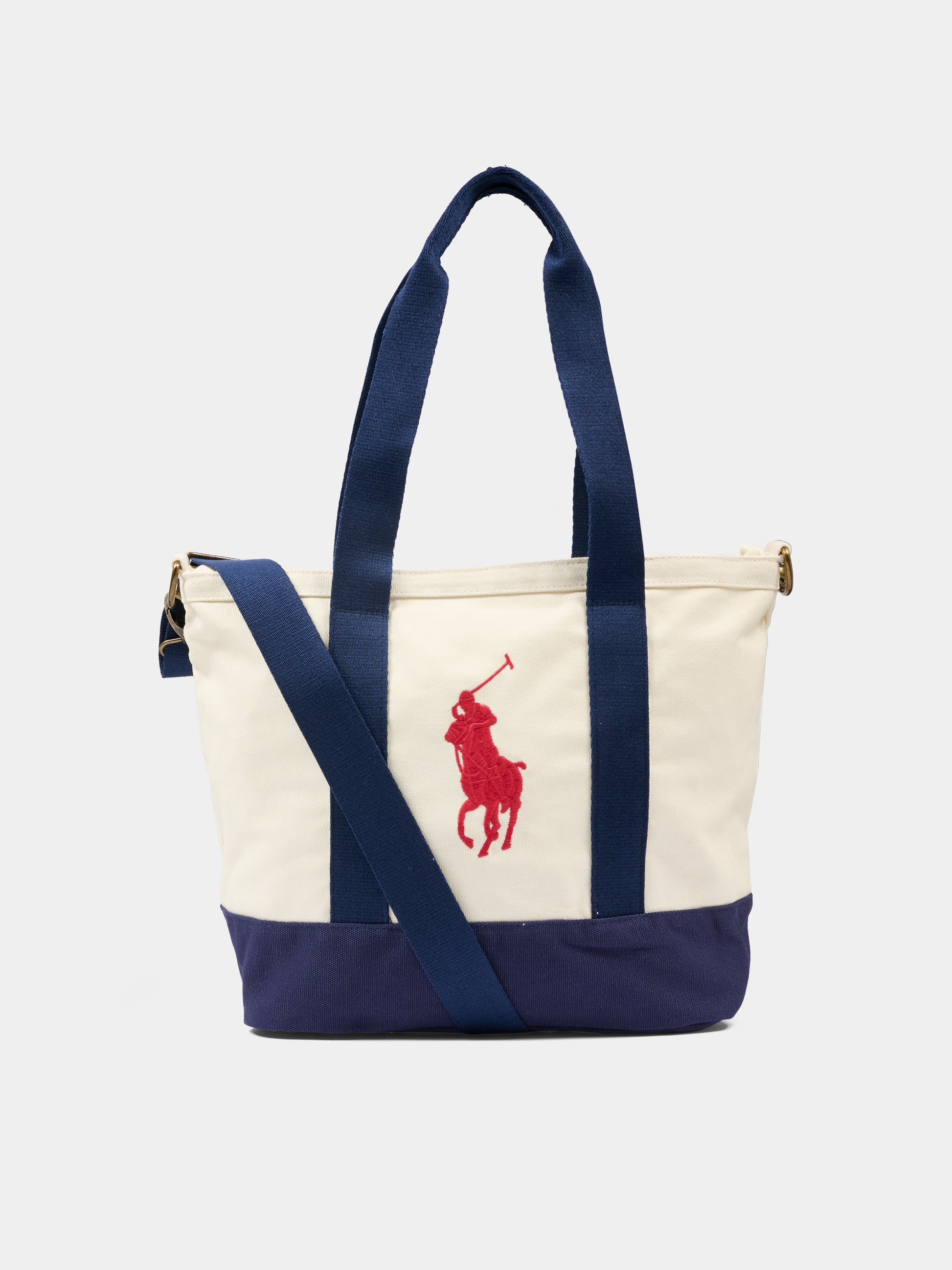 Borsa casual avorio per bambina con cavallino rosso,Ralph Lauren Kids,9AR023 BDF