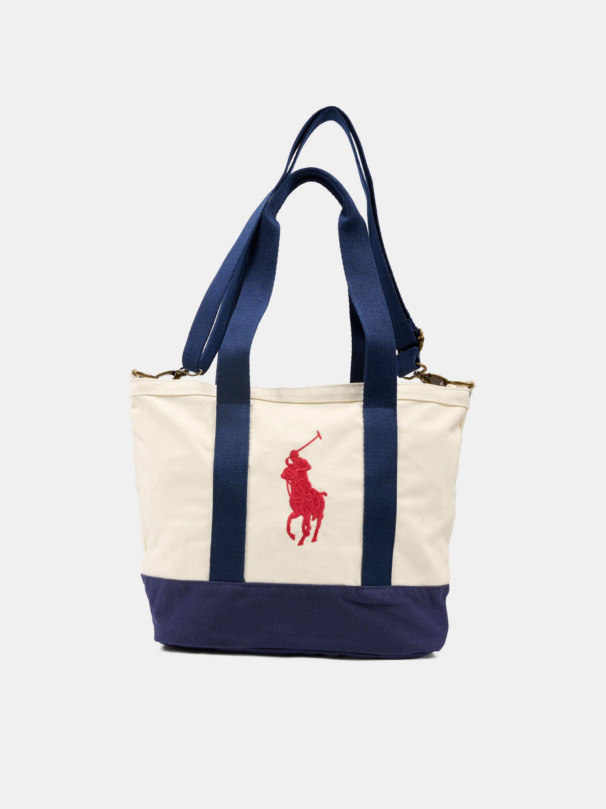 Borsa casual avorio per bambina con cavallino rosso,Ralph Lauren Kids,9AR023 BDF