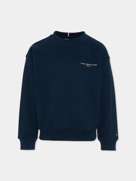 Felpa blu per bambino con logo,Tommy Hilfiger Junior,KS0KS00640 C1G