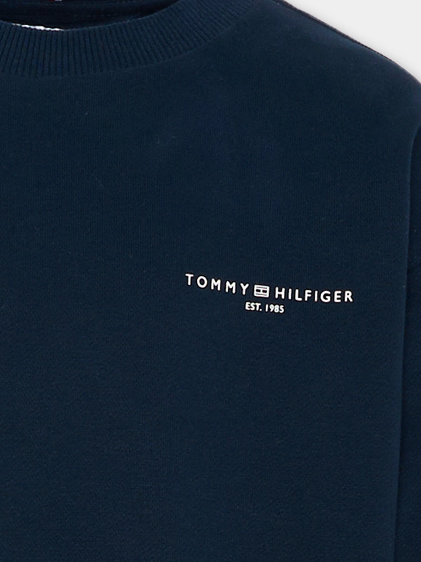 Felpa blu per bambino con logo,Tommy Hilfiger Junior,KS0KS00640 C1G