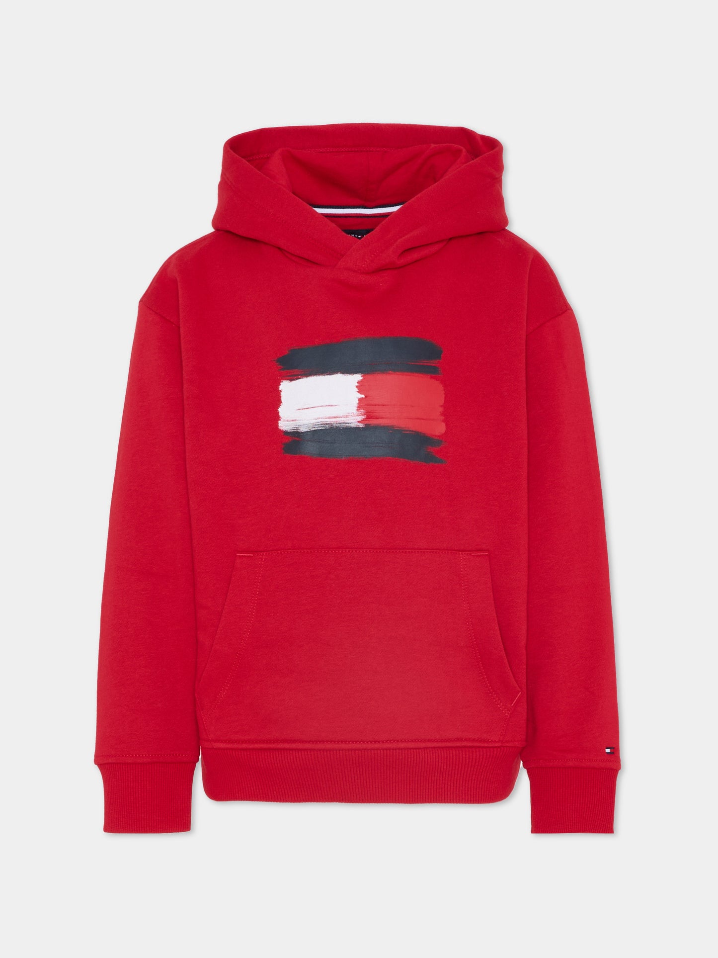 Felpa rossa per bambino con bandierina,Tommy Hilfiger Junior,KB0KB10112 XLD