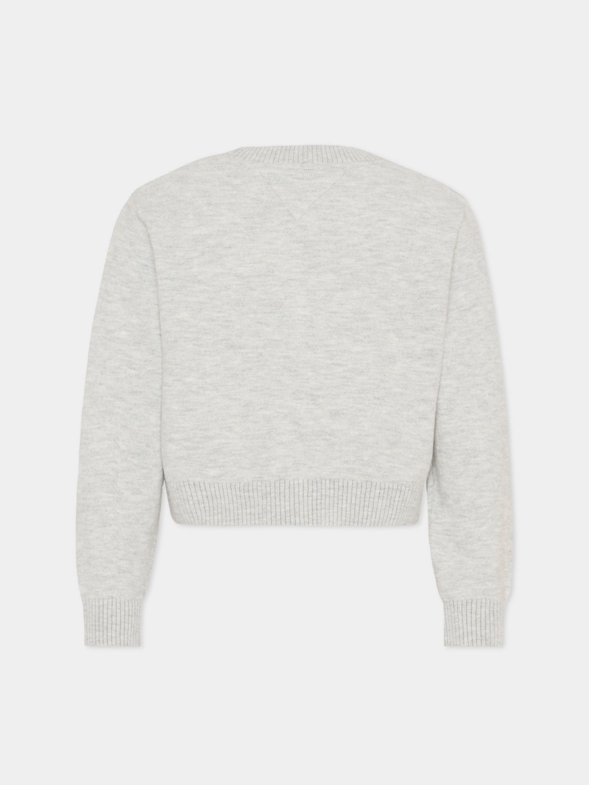 Maglione crop grigio per bambina con logo,Tommy Hilfiger Junior,KG0KG08842 P09