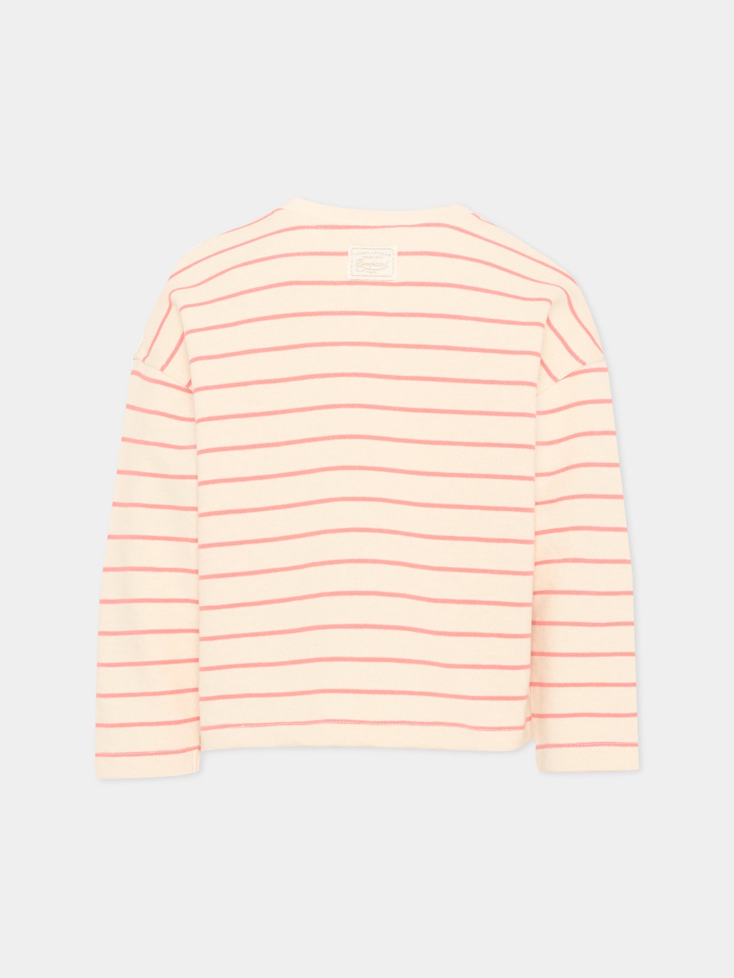 Felpa rosa a righe per bambina con logo,Bonpoint,W06GSWK00009 223A