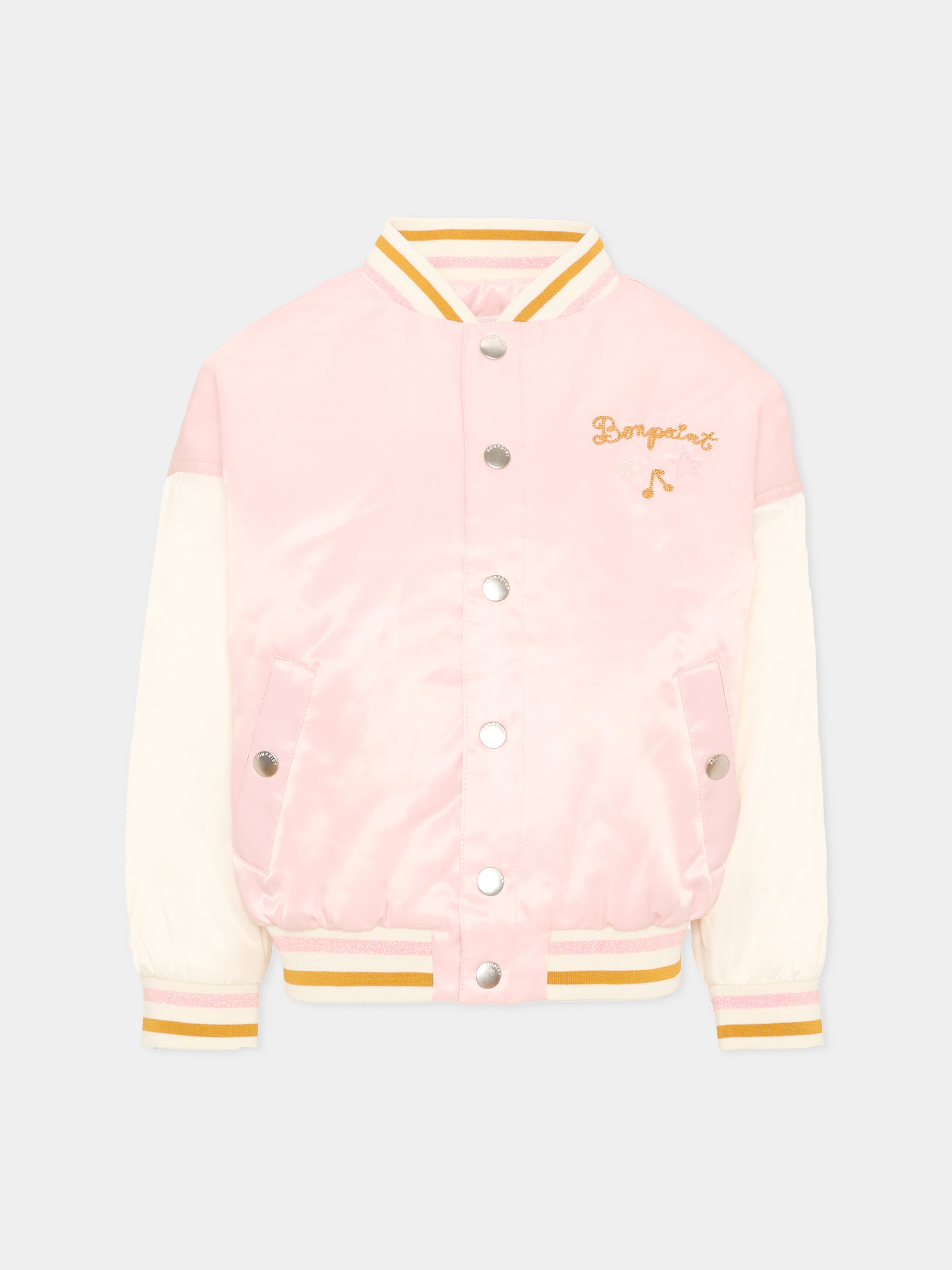 Bomber rosa per bambina con ciliegie ricamate,Bonpoint,P06GJAW00001 120