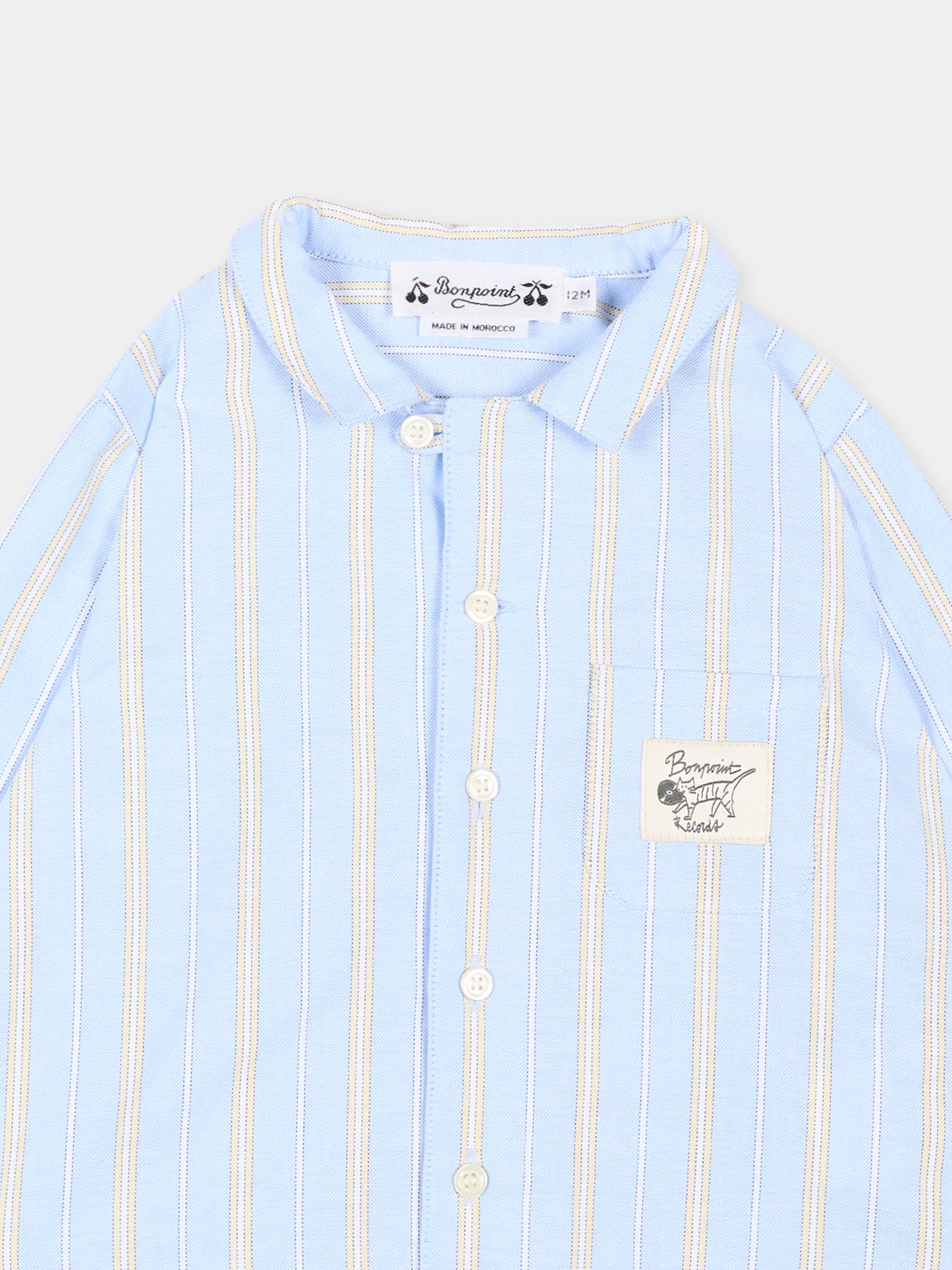 Camicia celeste a righe per neonato,Bonpoint,P06YSHW00001 215