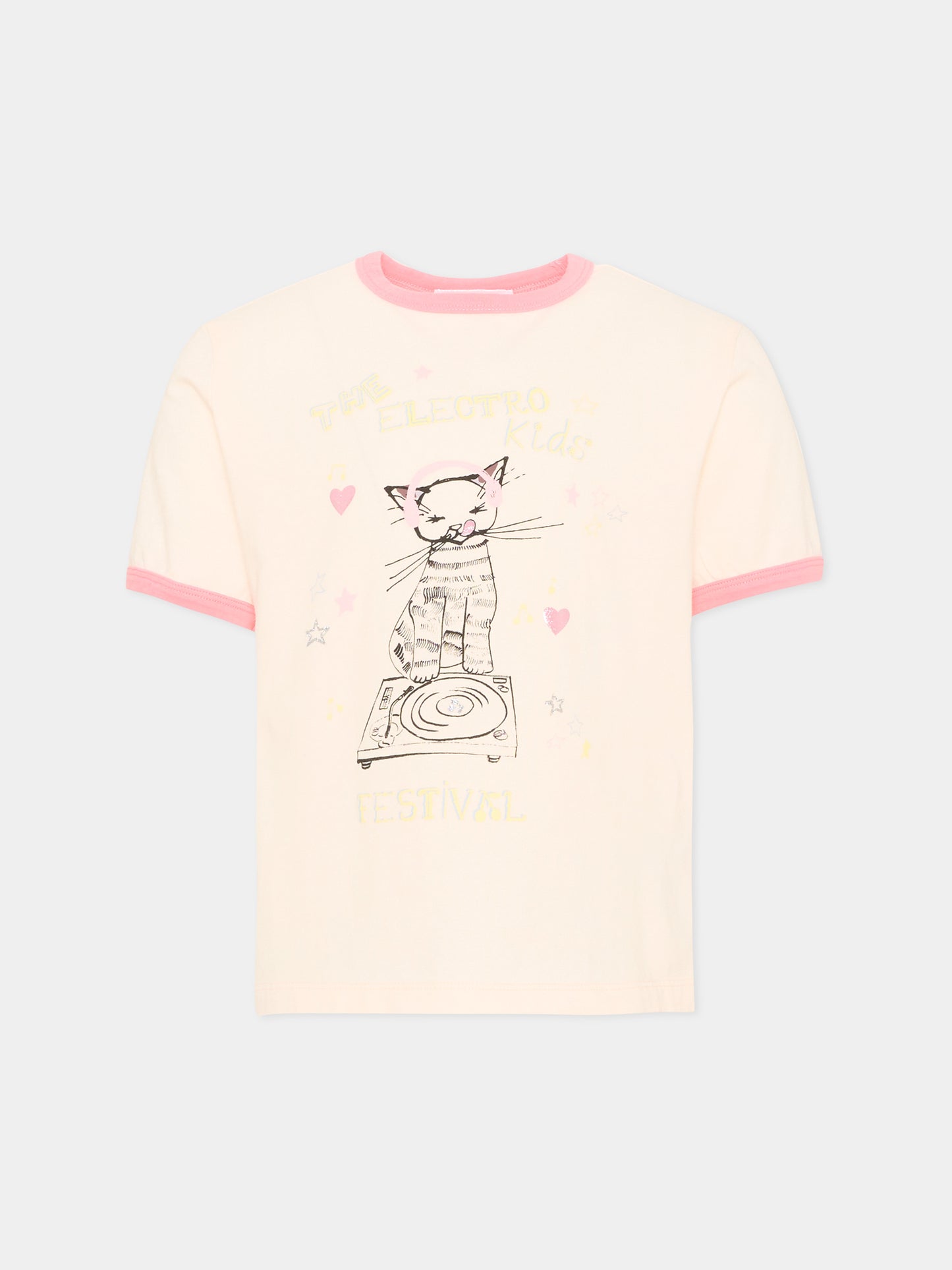 T-Shirt a manica corta rosa per bambina con stampa,Bonpoint,P06GTSK00001 121