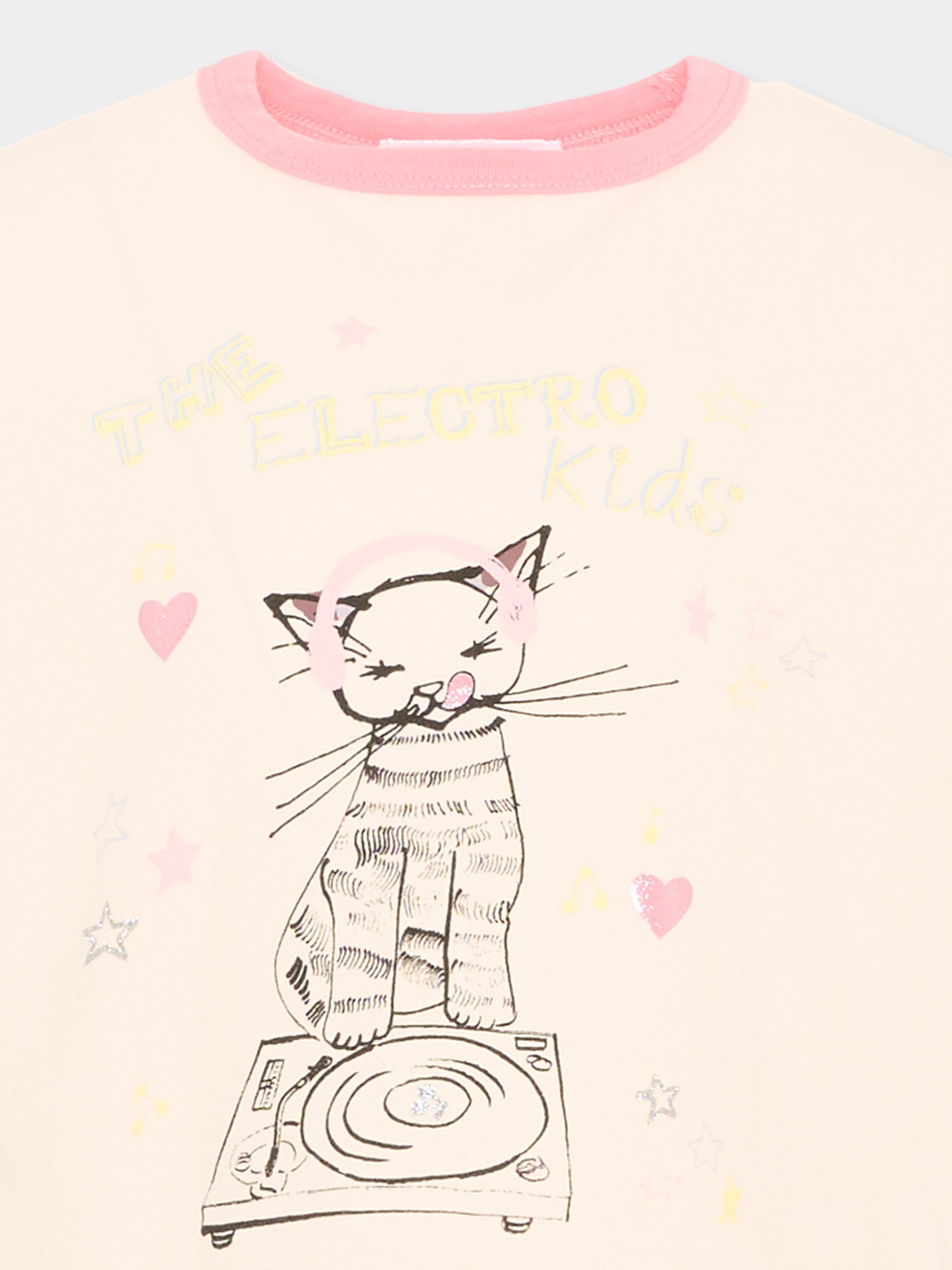 T-Shirt a manica corta rosa per bambina con stampa,Bonpoint,P06GTSK00001 121