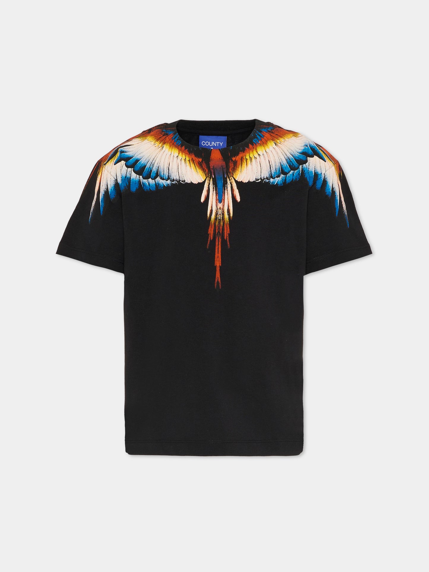 T-shirt nera per bambino con ali multicolor,County Of Milan Kids,F5CMJBTH062 110