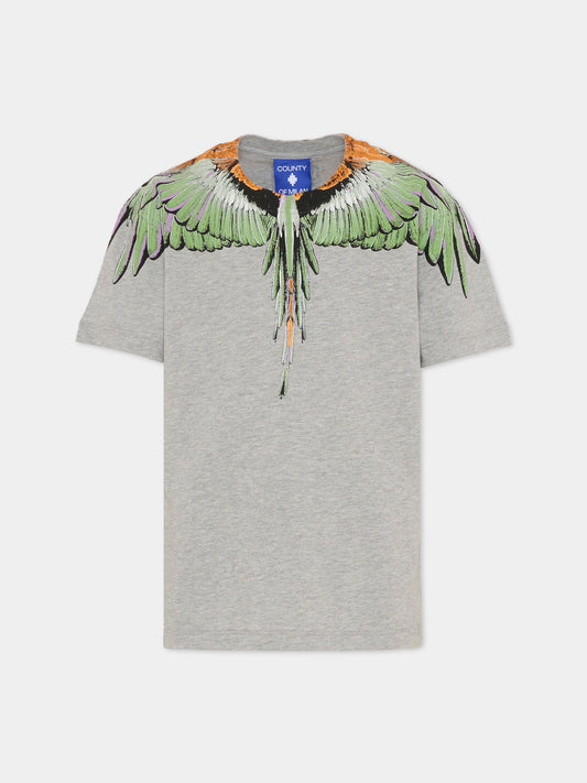 Grey T-shirt for boy with wings