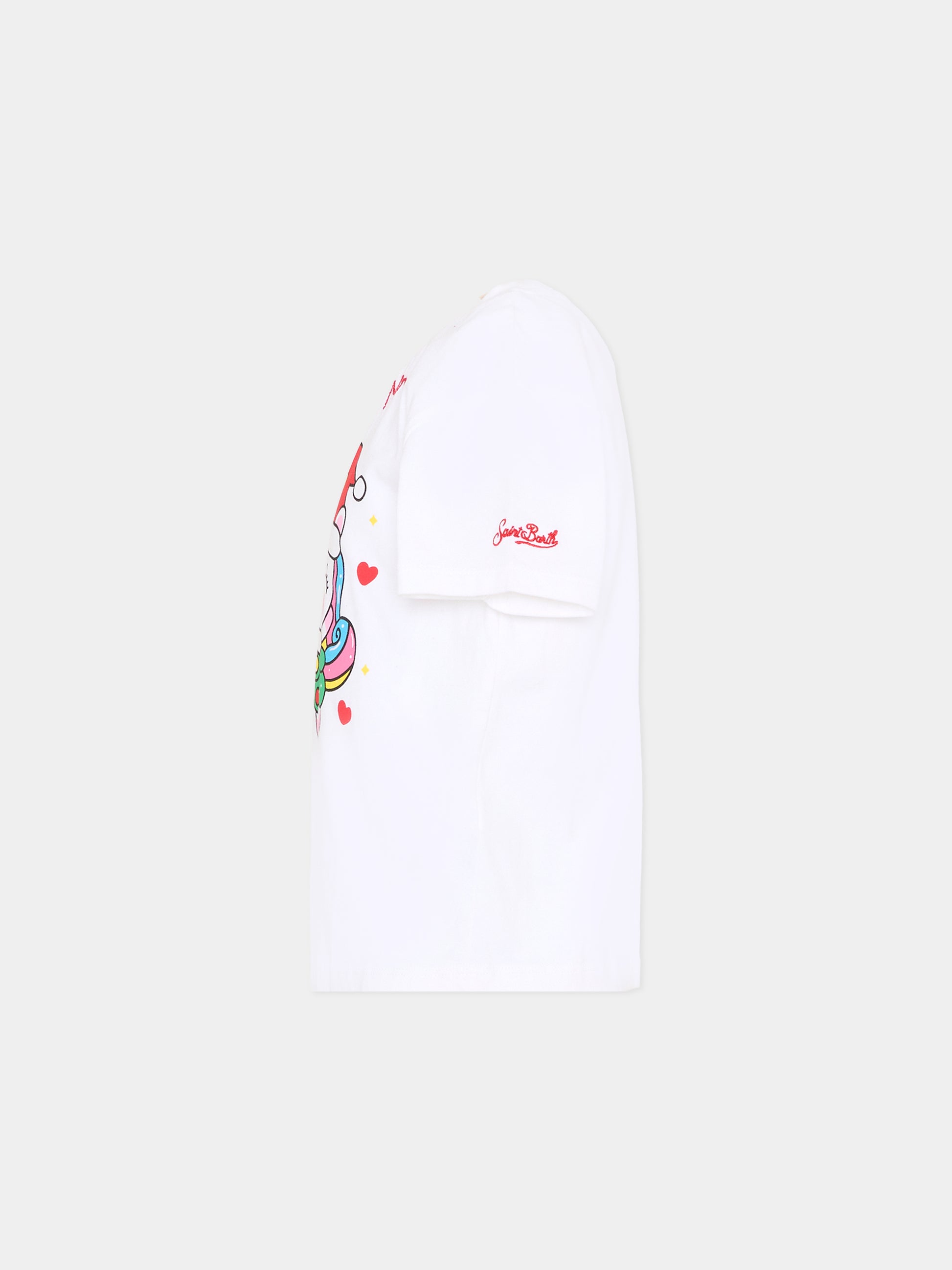 T-shirt bianca per bambina con unicorno natalizio,Mc2 Saint Barth,ELLY002 00803C