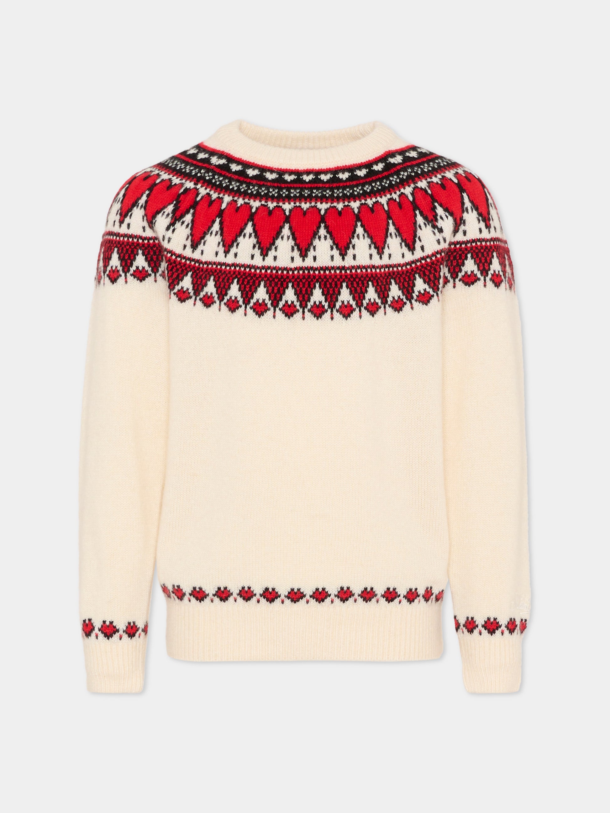 Maglione avorio per bambina con cuori,Mc2 Saint Barth,PRC0010 01177G