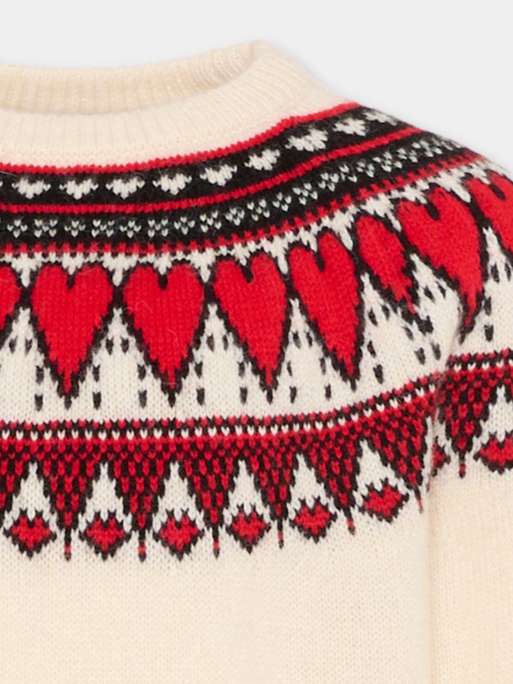 Maglione avorio per bambina con cuori,Mc2 Saint Barth,PRC0010 01177G