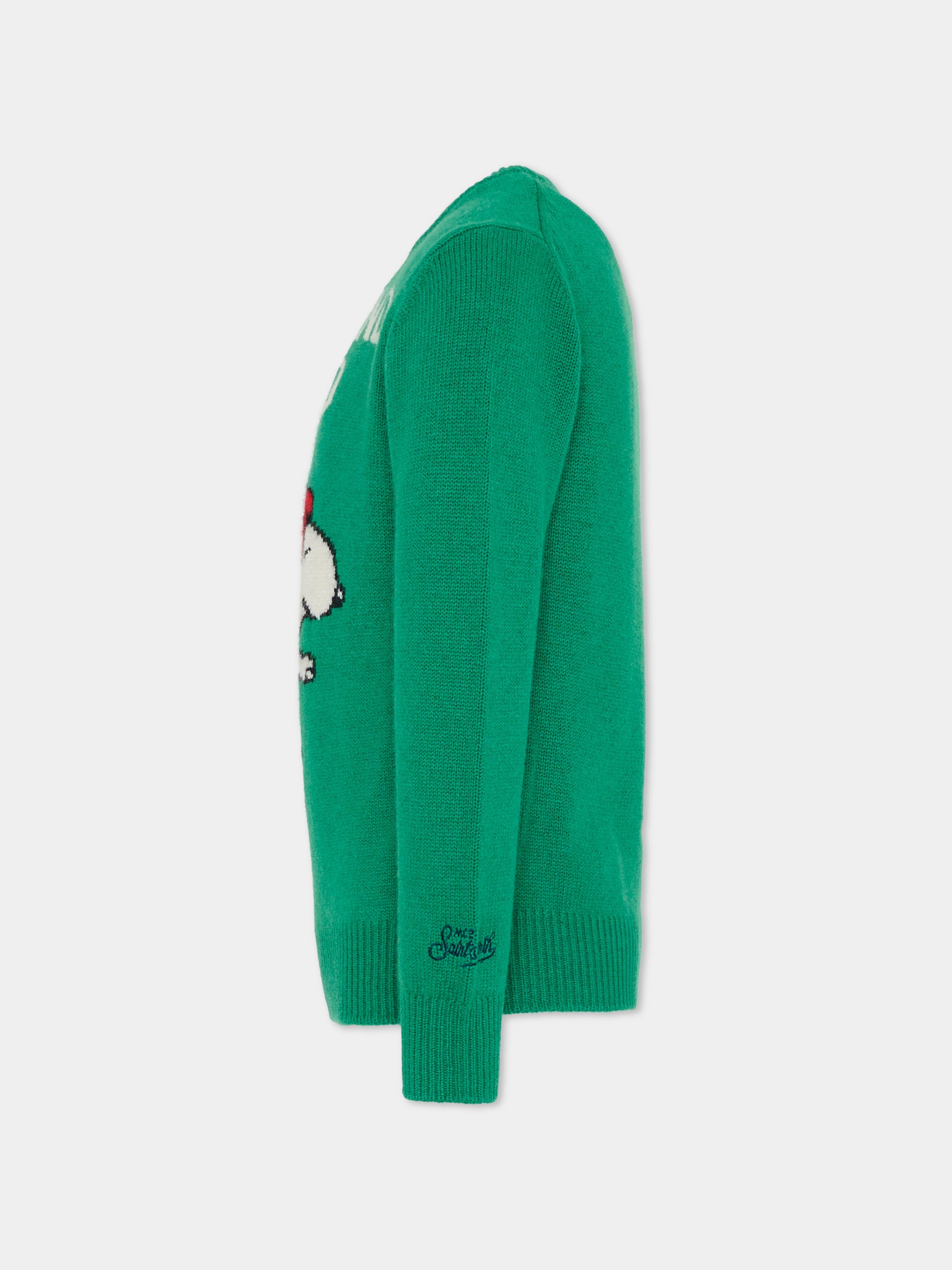 Maglione verde per bambino con Snoopy,Mc2 Saint Barth,DOU0001 09794E