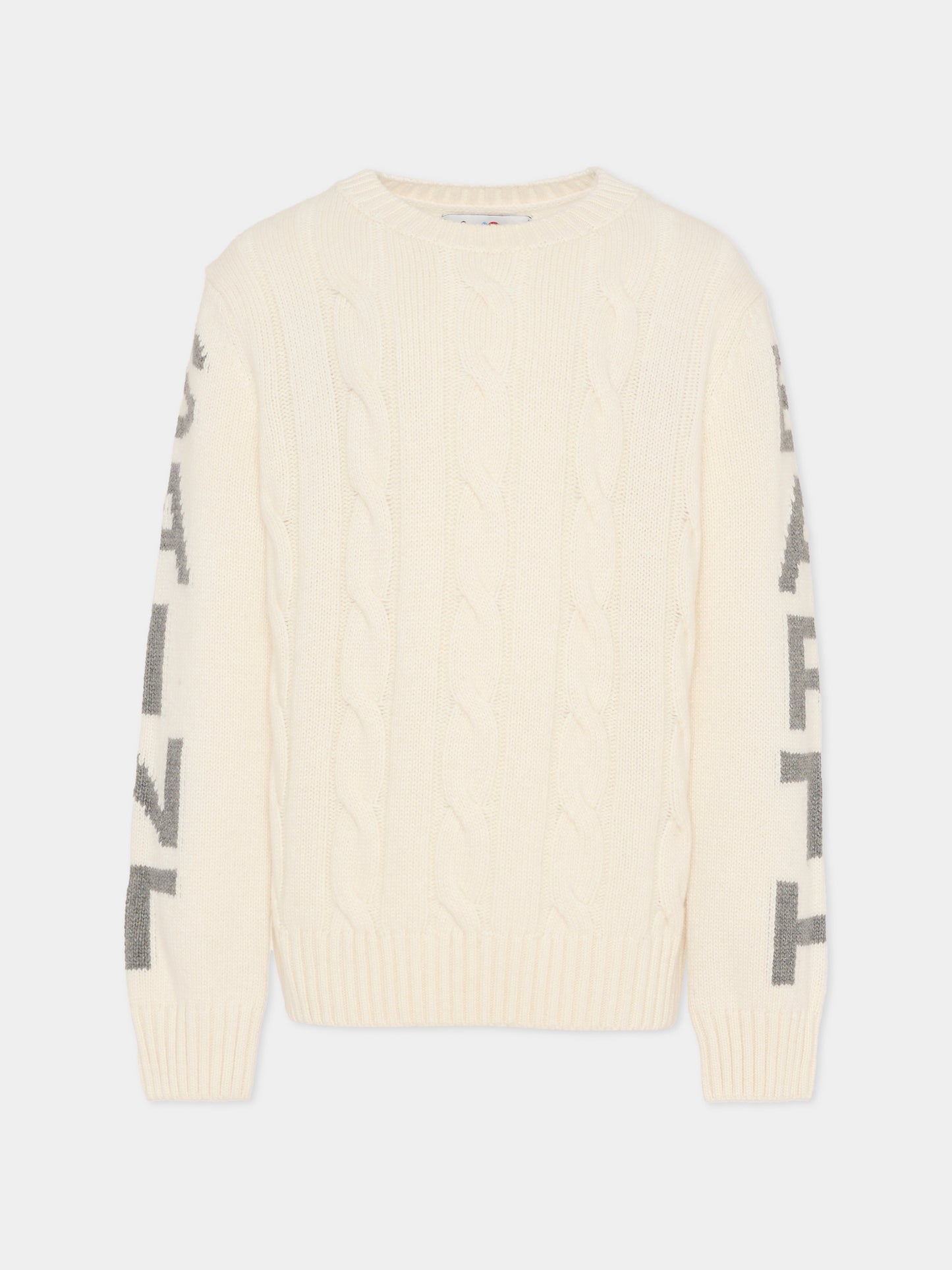 Maglione avorio per bambino con logo grigio,Mc2 Saint Barth,BERG002 02346G