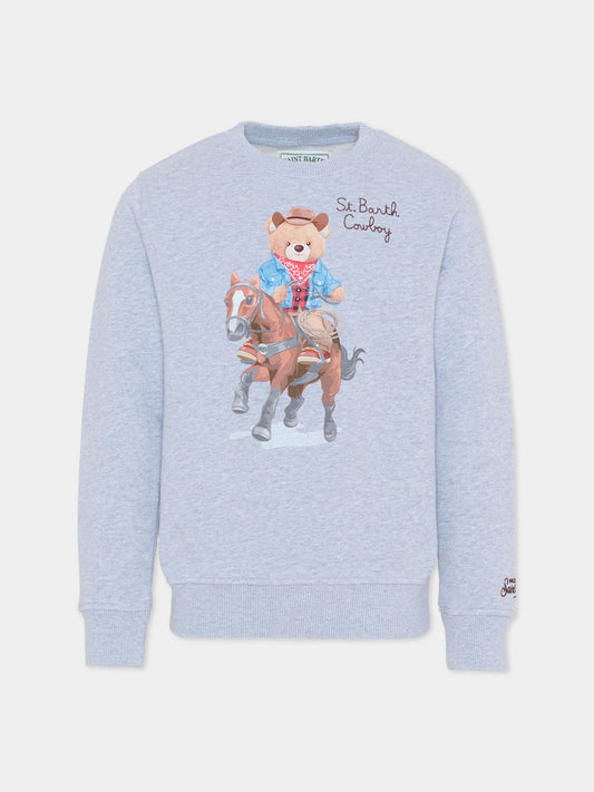 Felpa  grigia per bambino con stampa orsetto,Mc2 Saint Barth,HUT0004 01050I