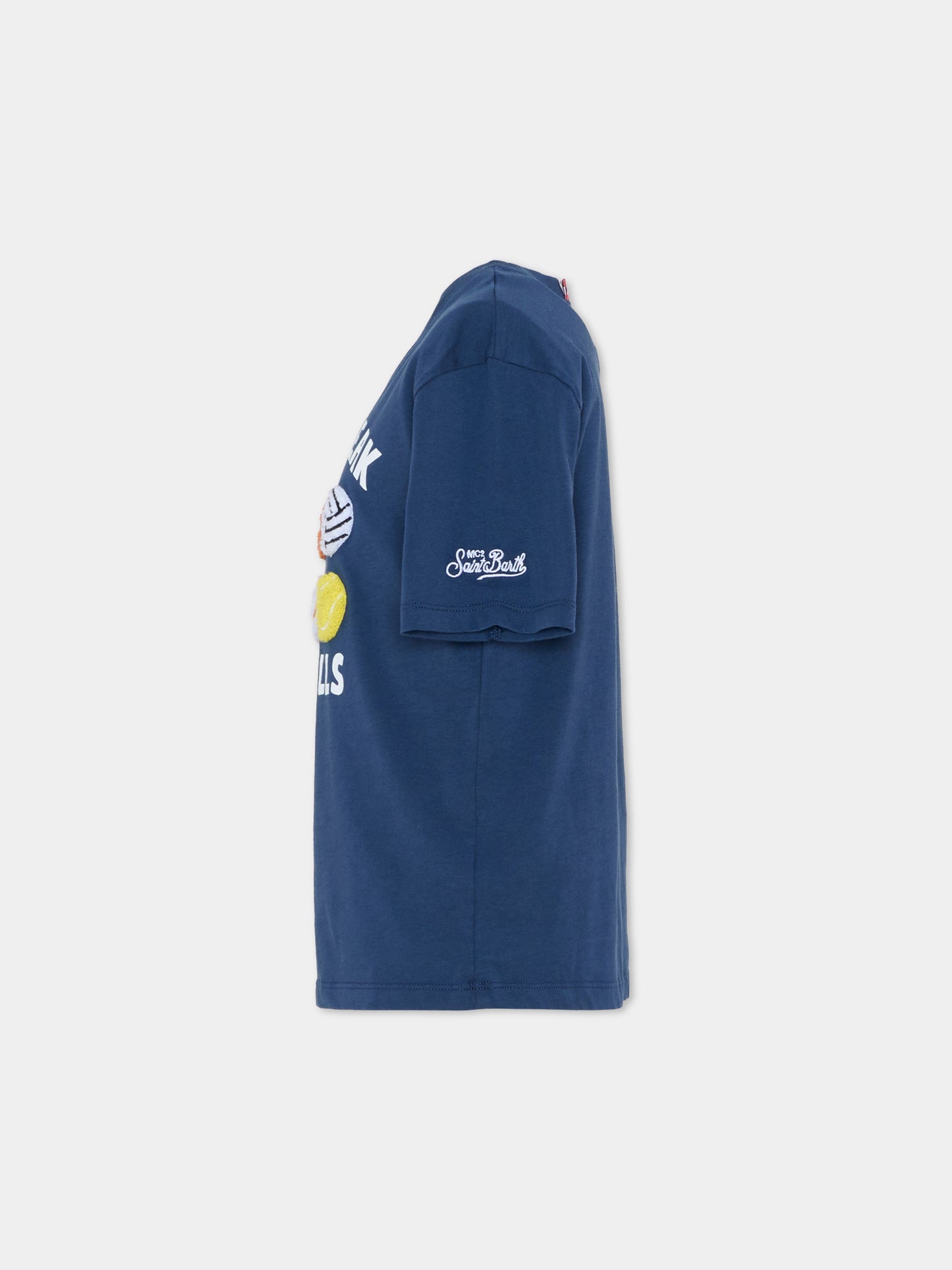 T-shirt blu per bambino con palle,Mc2 Saint Barth,CAM0001 00870I