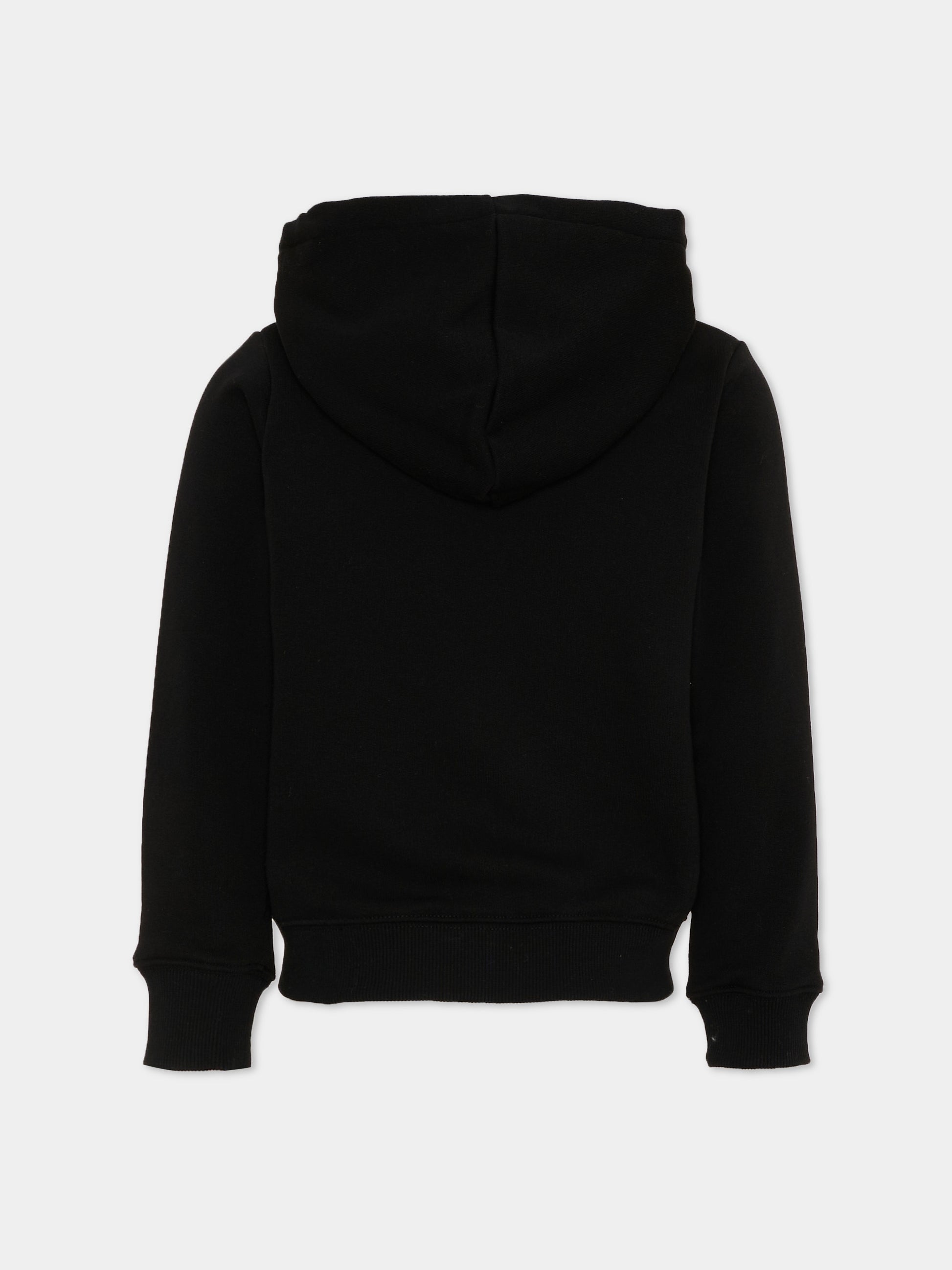 Felpa nera con cappuccio per bambini con logo,Calvin Klein Kids,LV1CKTJB12 BEH