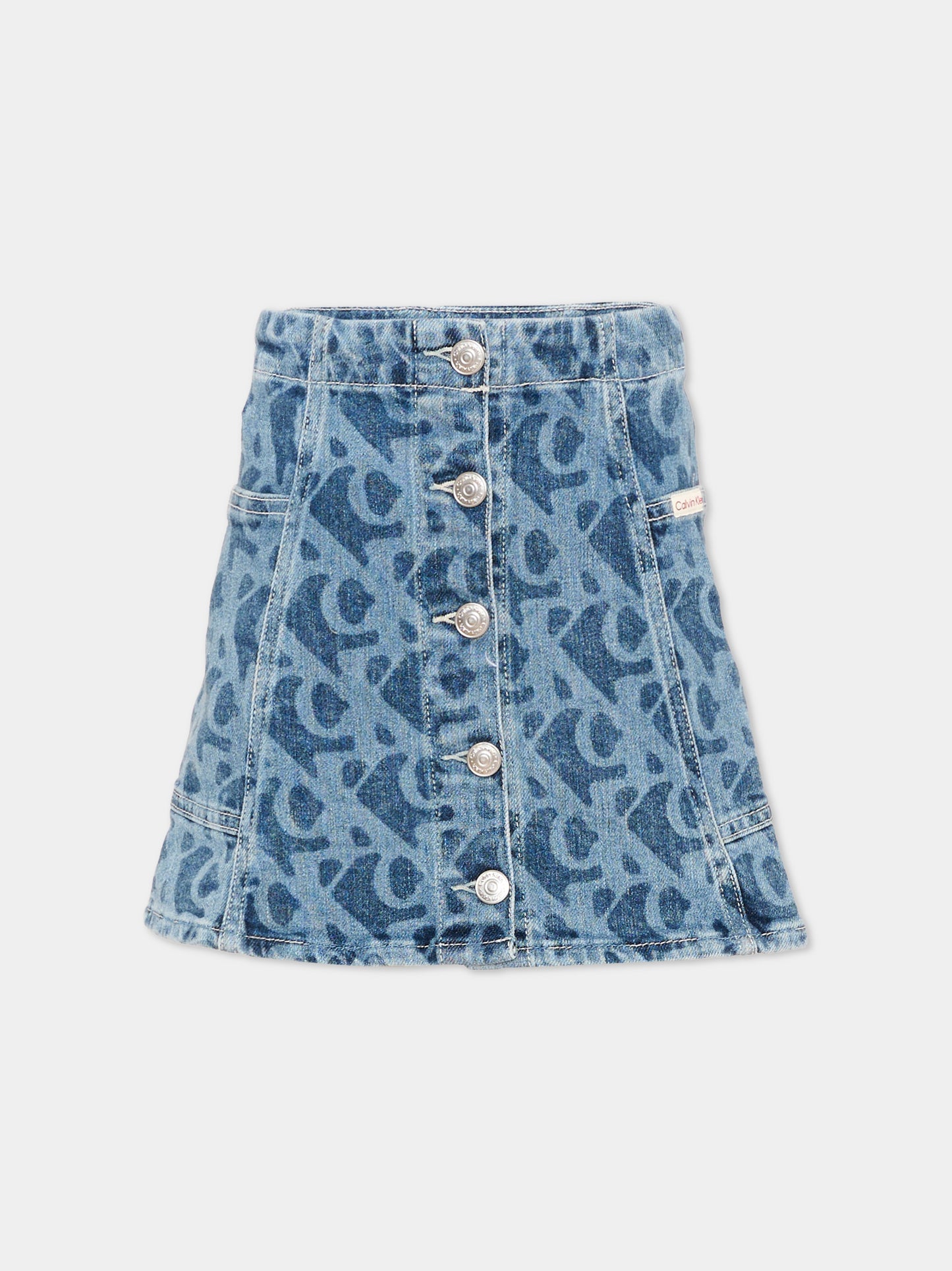 Gonna denim per bambina con logo,Calvin Klein Kids,LVCKTJC30G 1AA