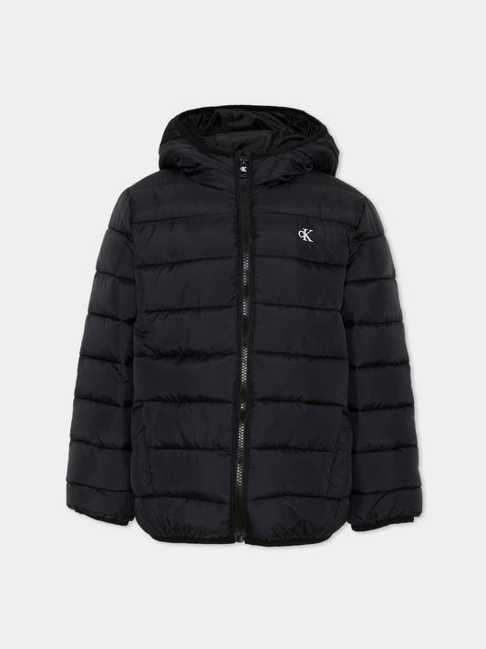Piumino nero per bambino con logo,Calvin Klein Kids,LVCKTJM15B BEH
