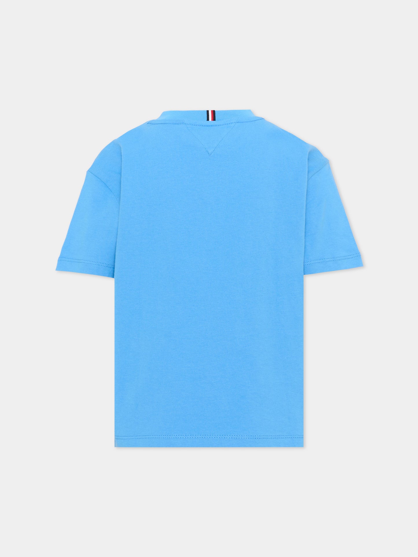 T-shirt azzurra per bambino con logo,Tommy Hilfiger Junior,KB0KB10340 C39
