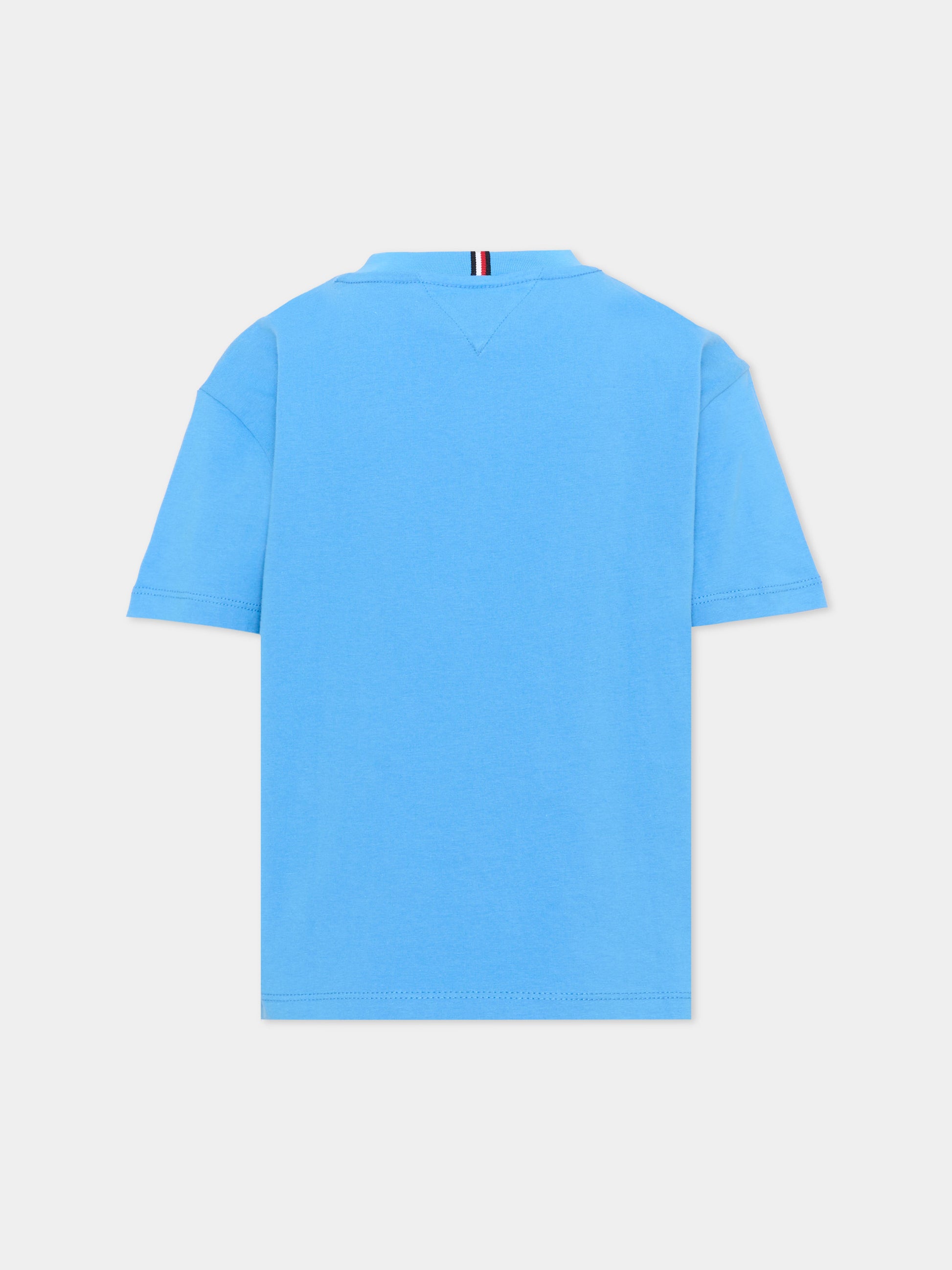 T-shirt azzurra per bambino con logo,Tommy Hilfiger Junior,KB0KB10340 C39