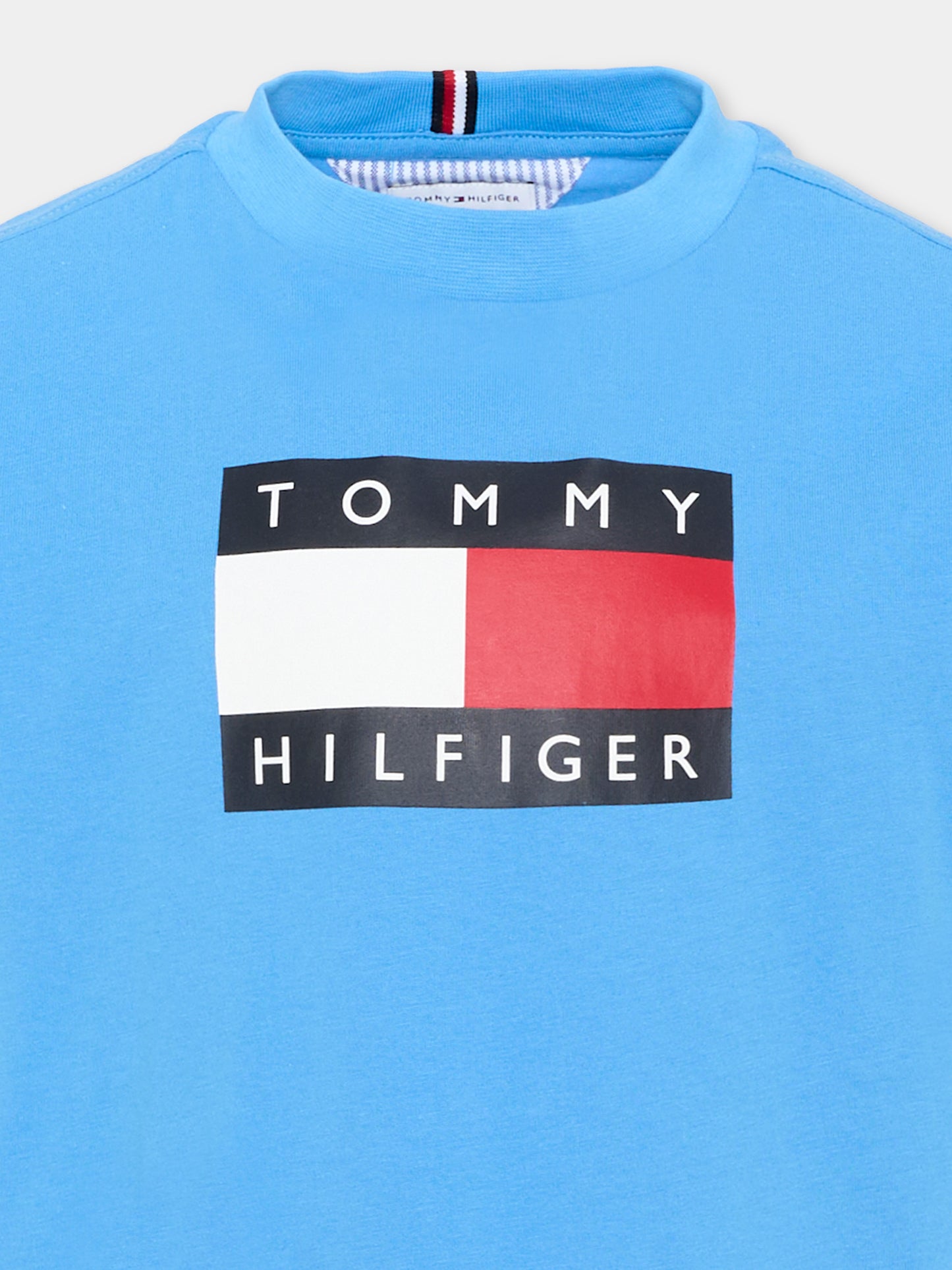 T-shirt azzurra per bambino con logo,Tommy Hilfiger Junior,KB0KB10340 C39