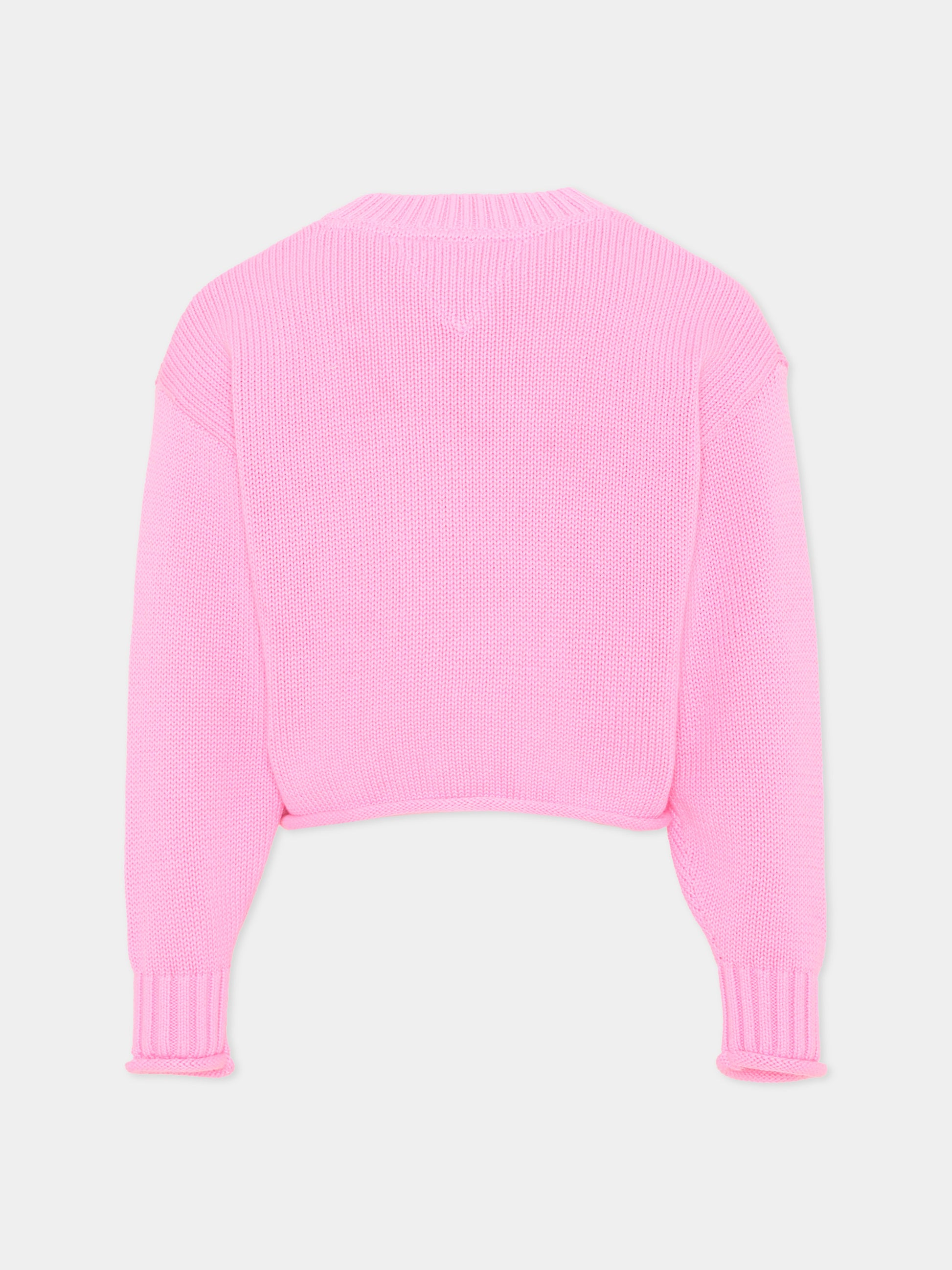 Maglione rosa per bambina con logo,Tommy Hilfiger Junior,KG0KG08922 TOU