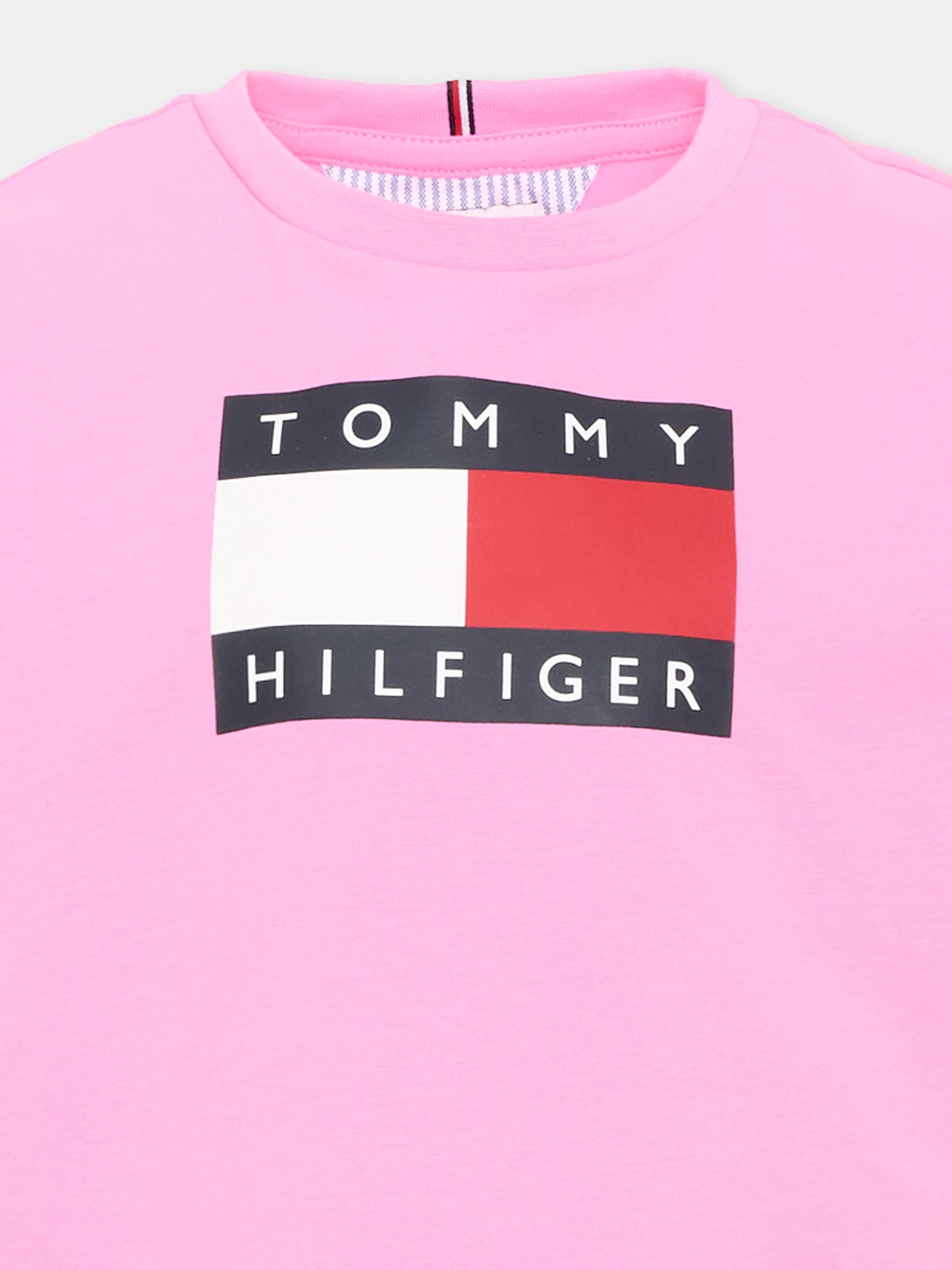 T-shirt rosa cropped per bambina con logo,Tommy Hilfiger Junior,KG0KG09289 TOU