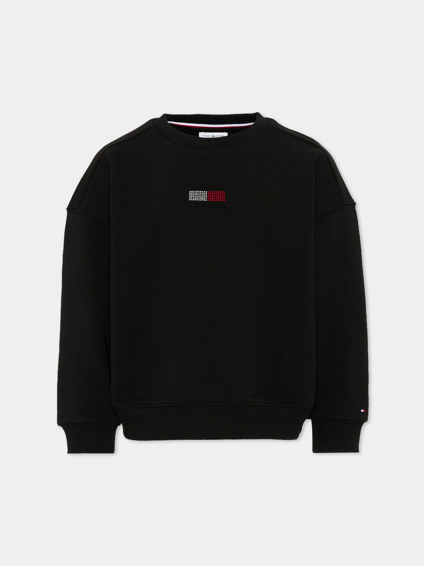 Felpa nera per bambina con logo,Tommy Hilfiger Junior,KG0KG09490 BDS