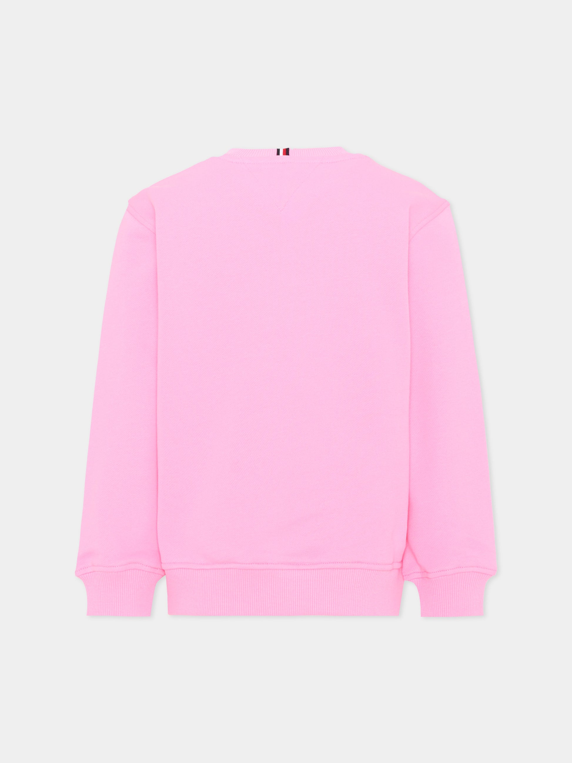 Felpa rosa per bambina con logo,Tommy Hilfiger Junior,KS0KS00709 TOU
