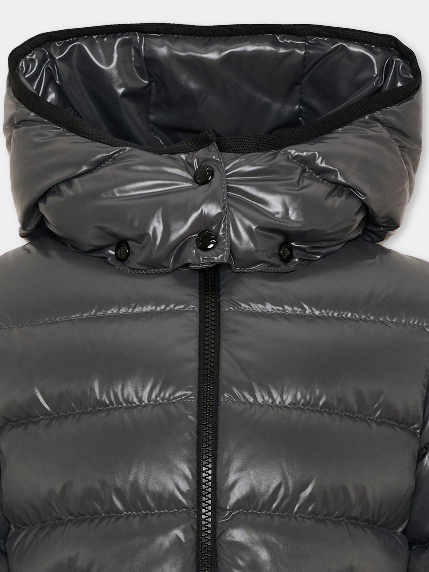 Piumini grigio lucido per bambina,Moncler Kids,L2954 1A52710 68950 92A