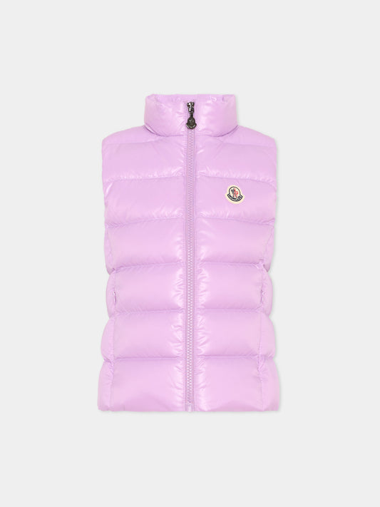 Gilet lilla Ghany per bambina con logo,Moncler Kids,L2954 1A52810 68950 602