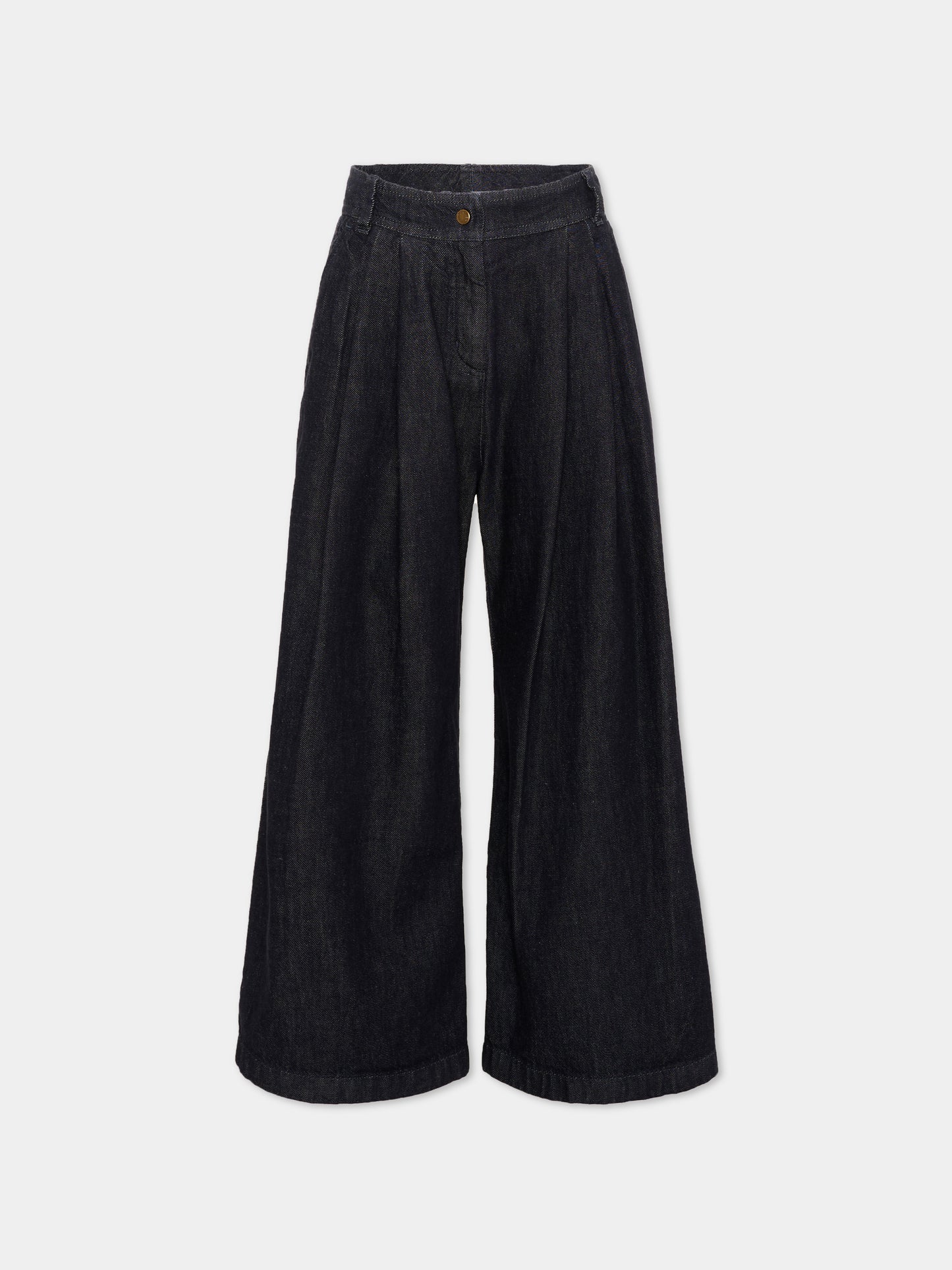 Pantaloni blu in denim per bambina con logo,Moncler Kids,L2954 2A00001 598DA 77A