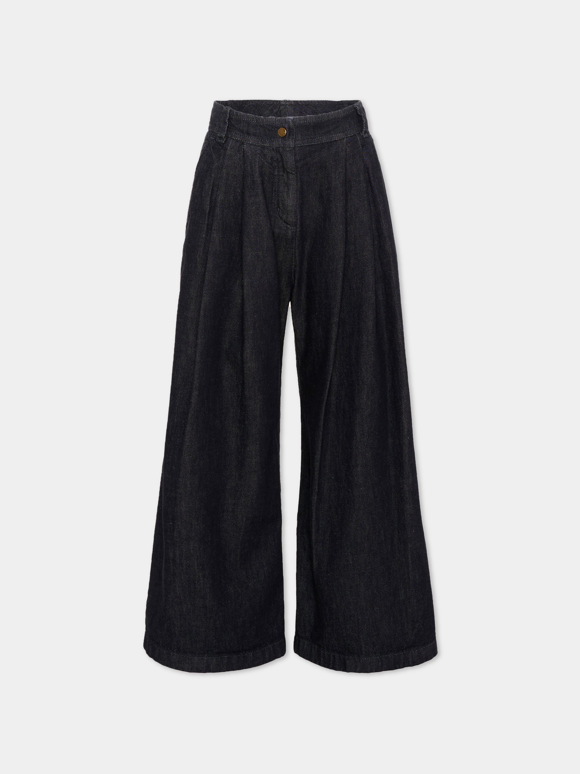 Pantaloni blu in denim per bambina con logo,Moncler Kids,L2954 2A00001 598DA 77A