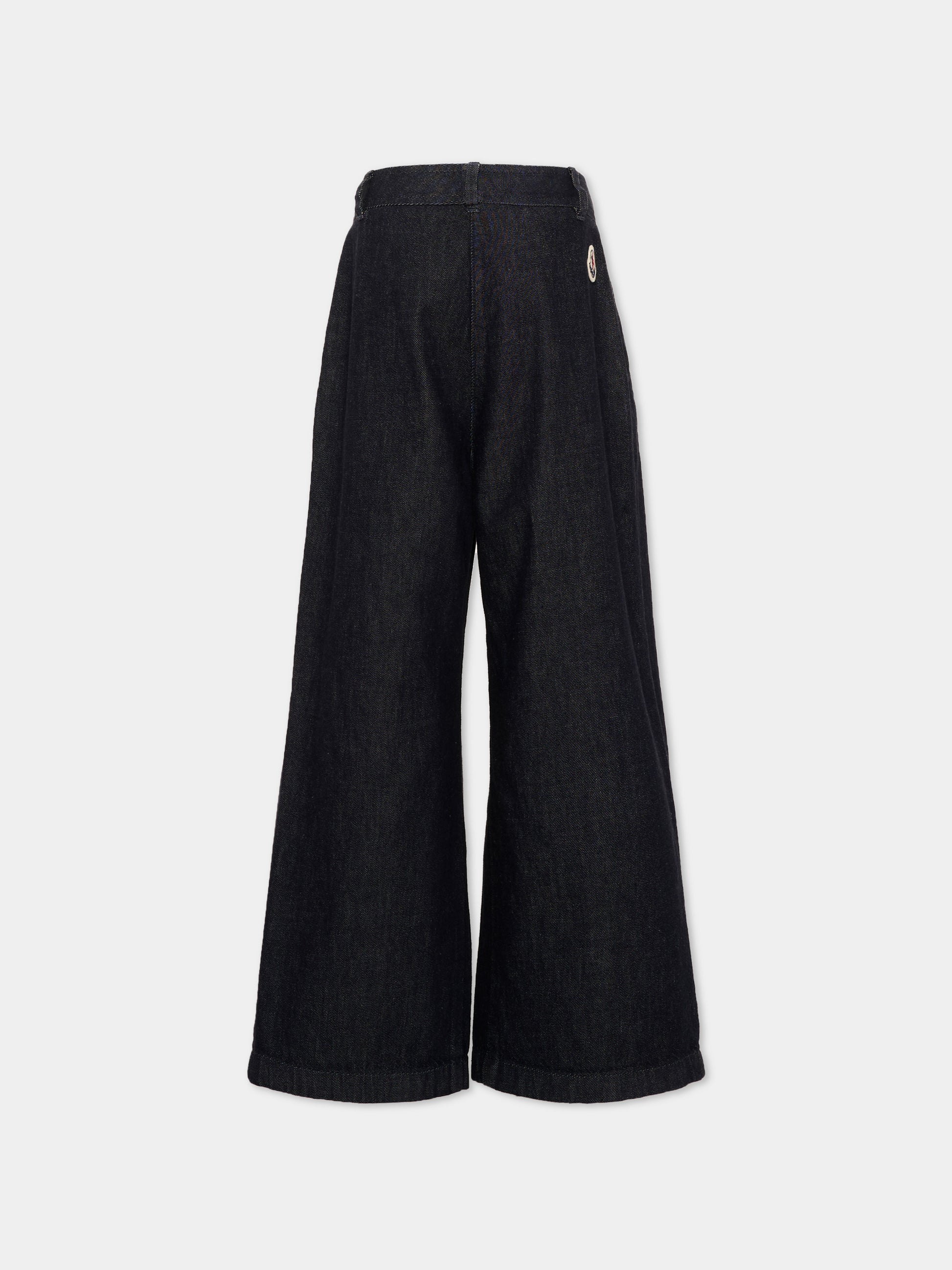 Pantaloni blu in denim per bambina con logo,Moncler Kids,L2954 2A00001 598DA 77A