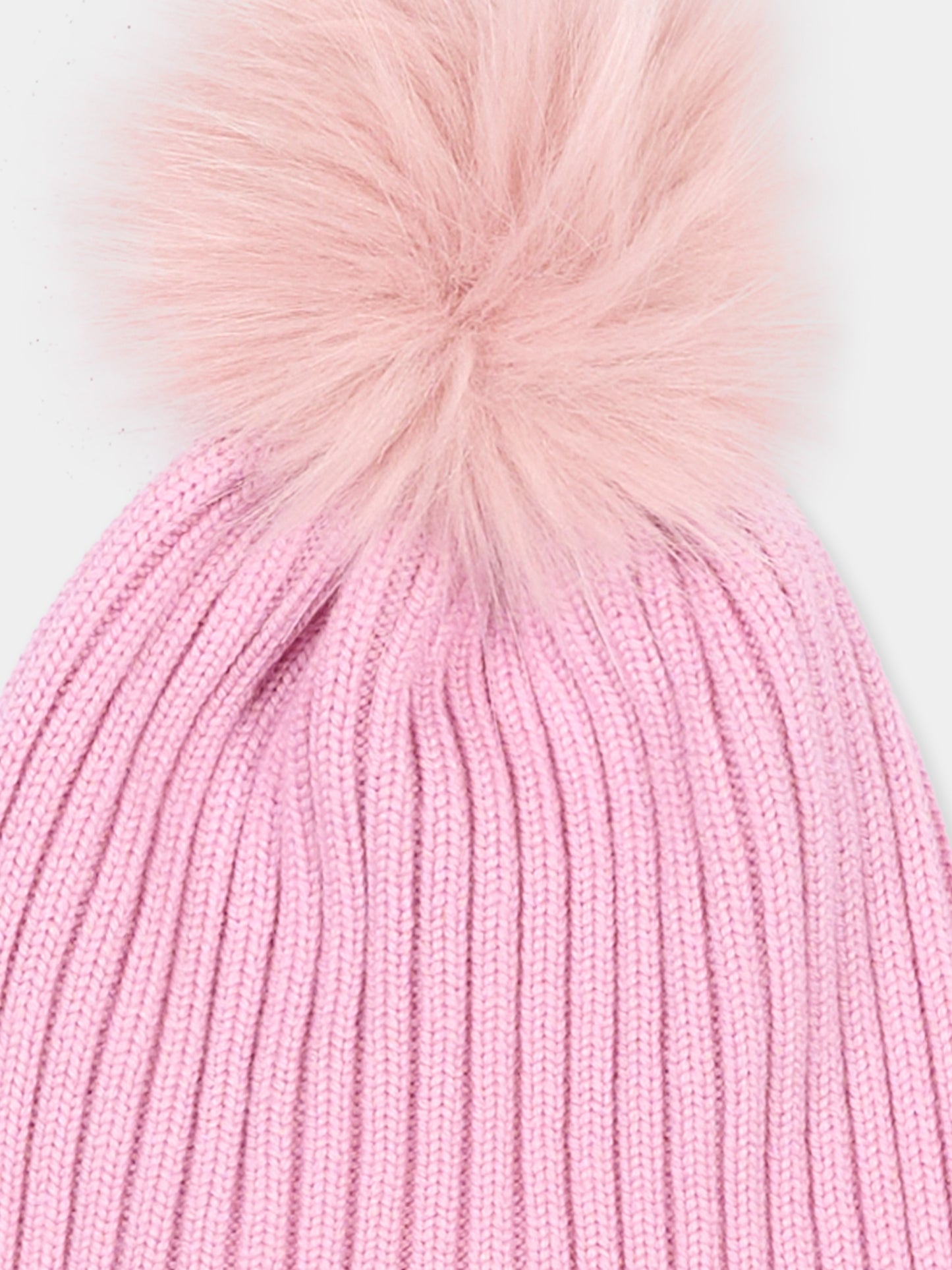 Berretto rosa per bambina con pompon,Moncler Kids,L2954 3B00007 M1131 51F