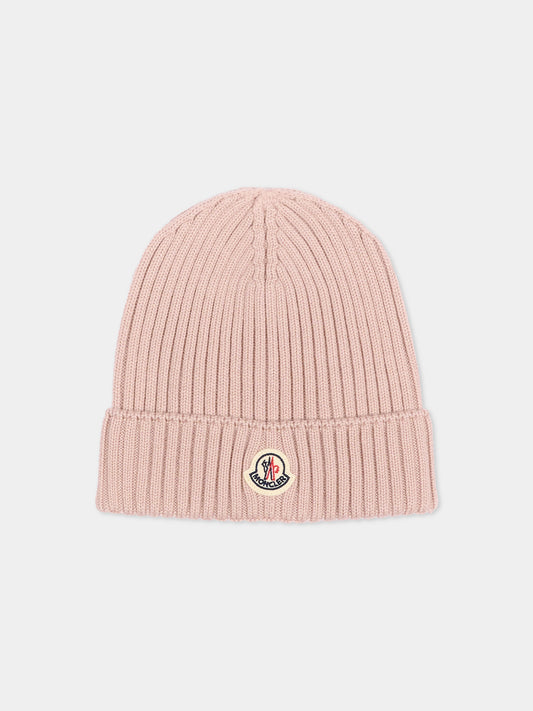 Berretto rosa per bambina con logo,Moncler Kids,L2954 3B00008 M1131 53F
