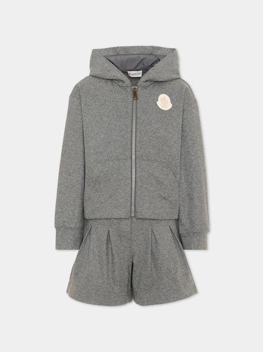 Completo sportivo grigio per bambina con logo,Moncler Kids,L2954 8M00005 89B0Y 935