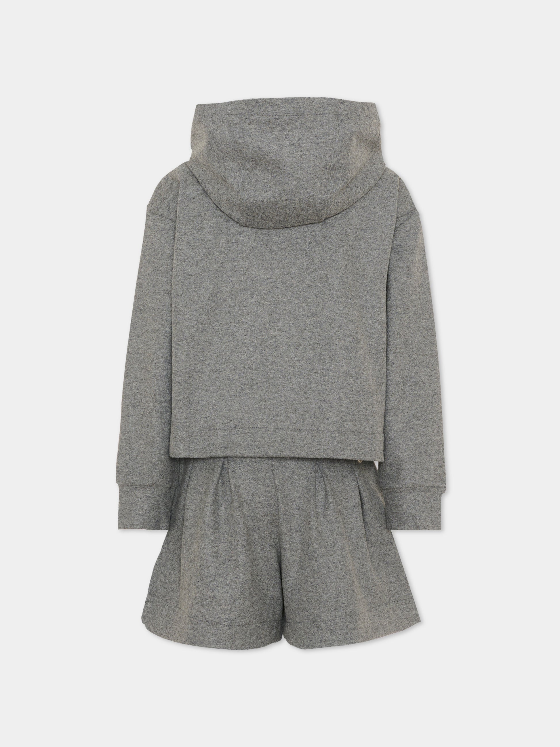 Completo sportivo grigio per bambina con logo,Moncler Kids,L2954 8M00005 89B0Y 935