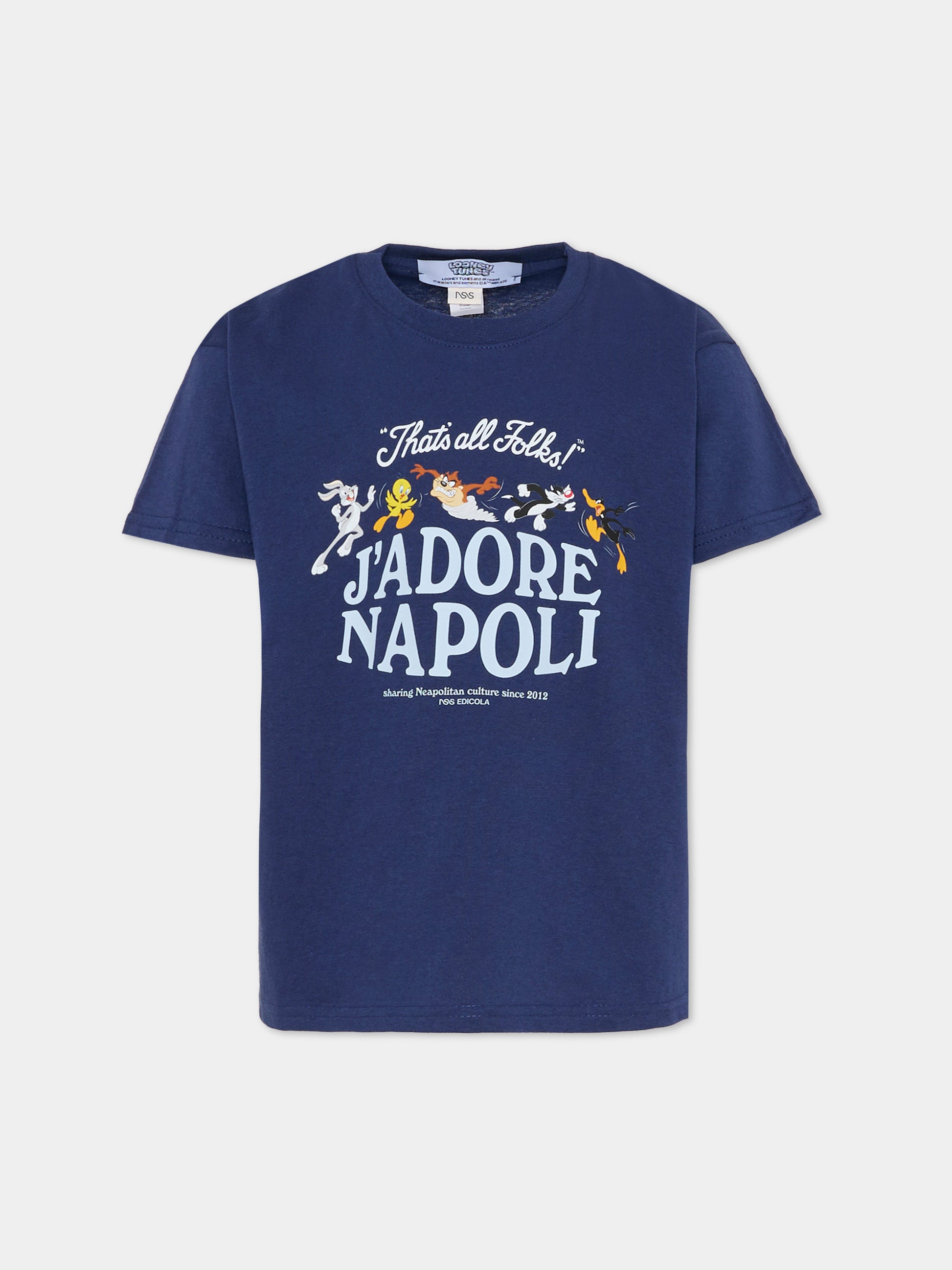 T-shirt blu per bambino con Looney Tunes,J'adore Napoli,J'ADORE NAPOLI LOONEY TUNES T-SHIRT KIDS BLUE