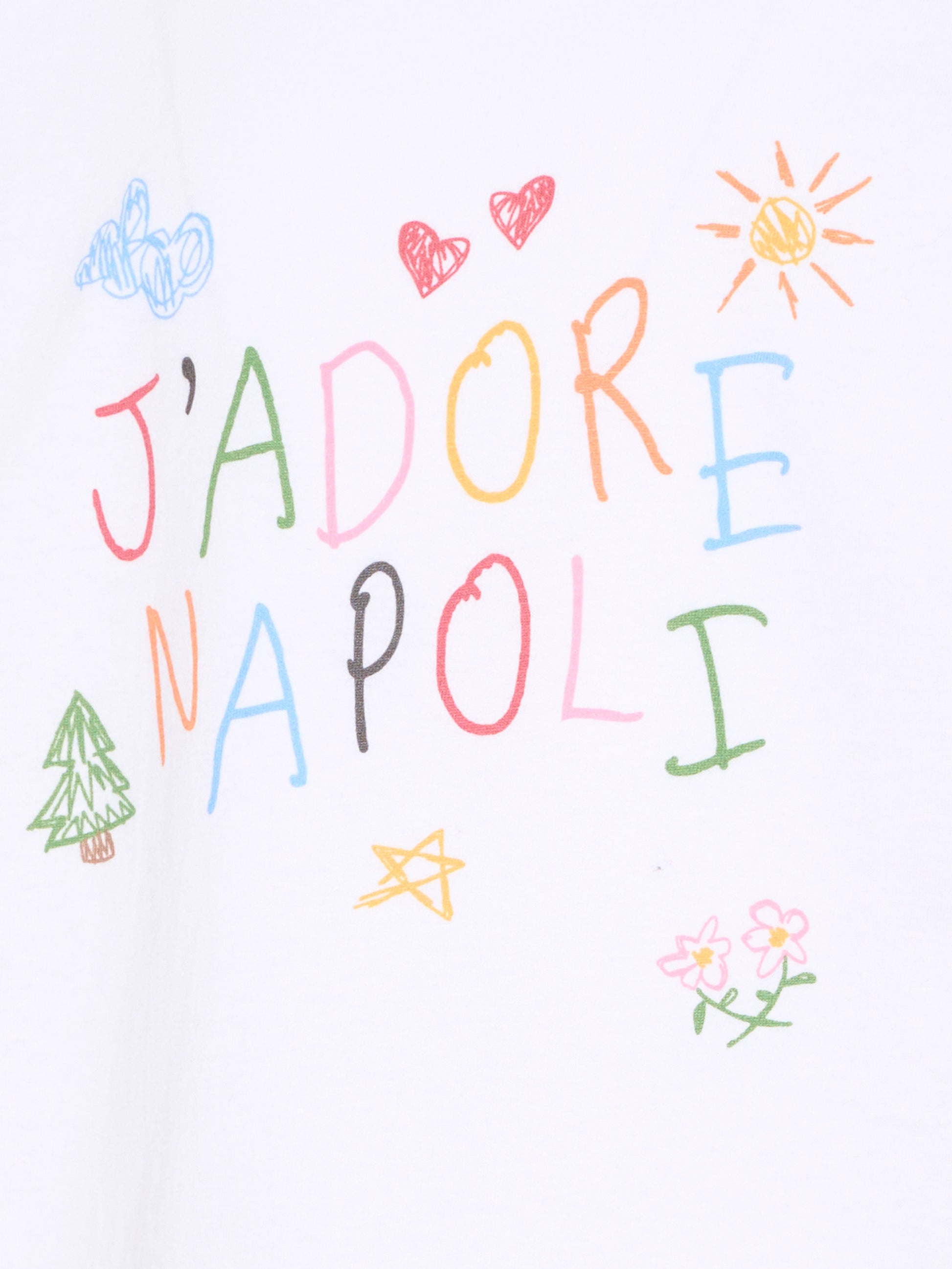 T-shirt bianca per bambini con disegni,J'adore Napoli,J'ADORE NAPOLI SKETCH REGULAR TEE KIDS WHITE